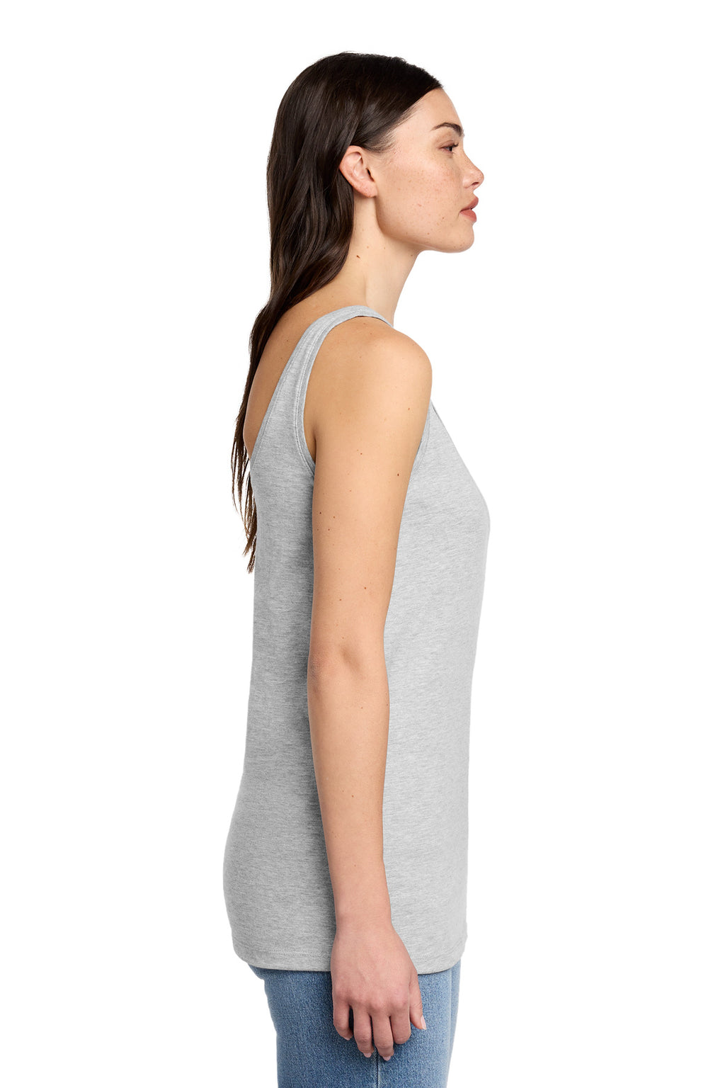District Women's Perfect Blend CVC V-Neck Tank DT154 - Light Heather Grey - side