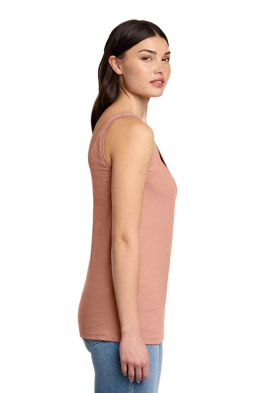 District Women's Perfect Blend CVC V-Neck Tank DT154 - Nostalgia Rose Heather - side