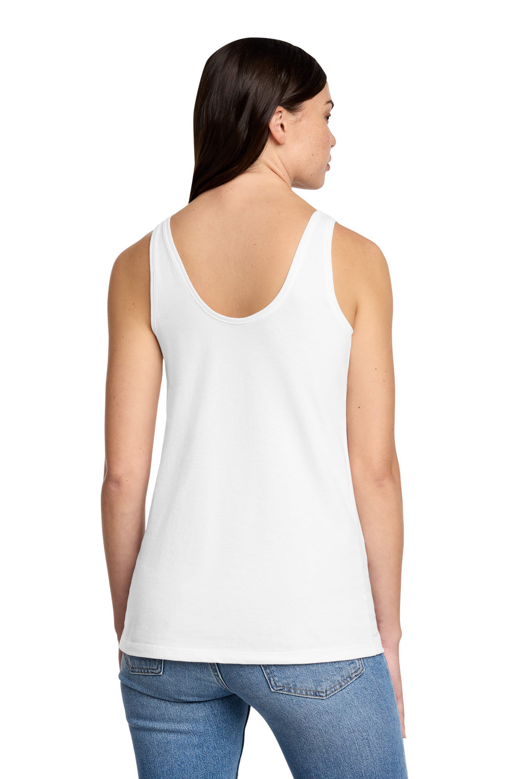 District Women's Perfect Blend CVC V-Neck Tank DT154 - White - back