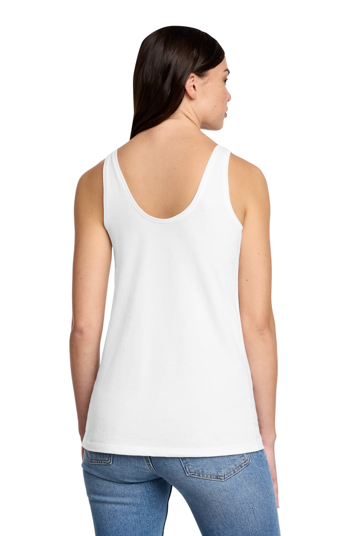 District Women's Perfect Blend CVC V-Neck Tank DT154 - White - back