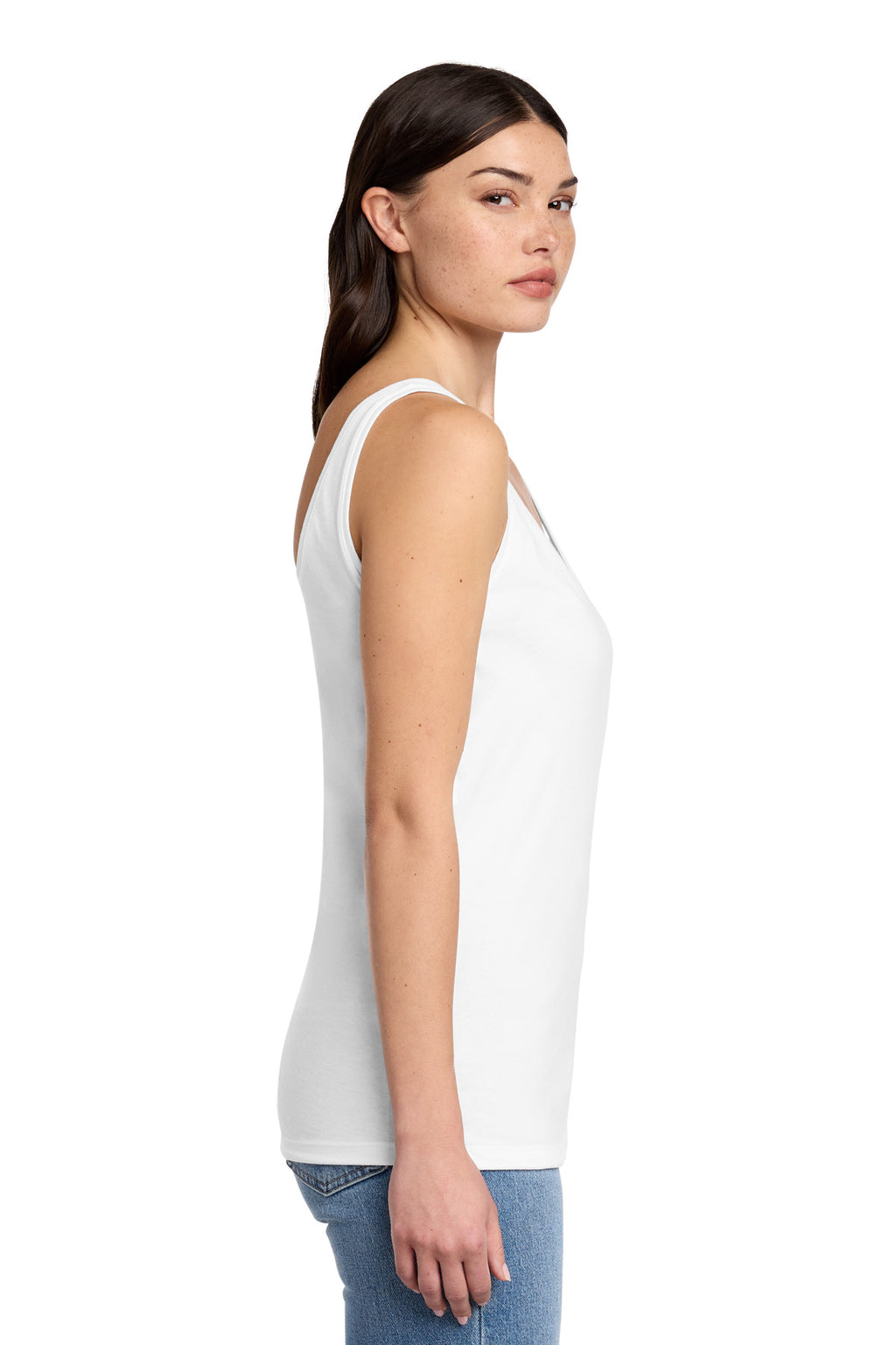 District Women's Perfect Blend CVC V-Neck Tank DT154 - White - side