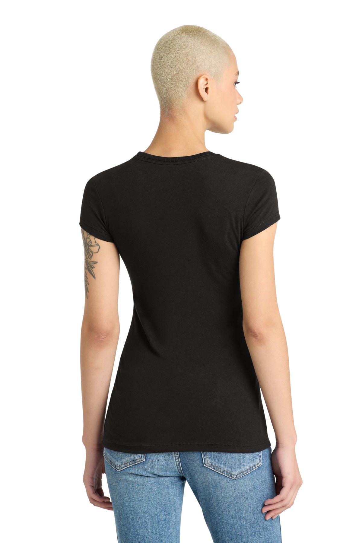 District Women's Fitted Perfect Tri Tee. DT155 - Black - back