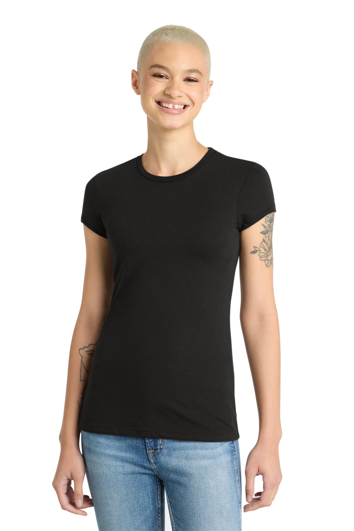 District Women's Fitted Perfect Tri Tee. DT155 - Black - front