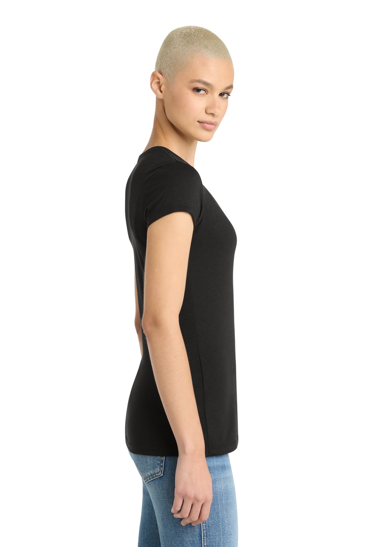 District Women's Fitted Perfect Tri Tee. DT155 - Black - side