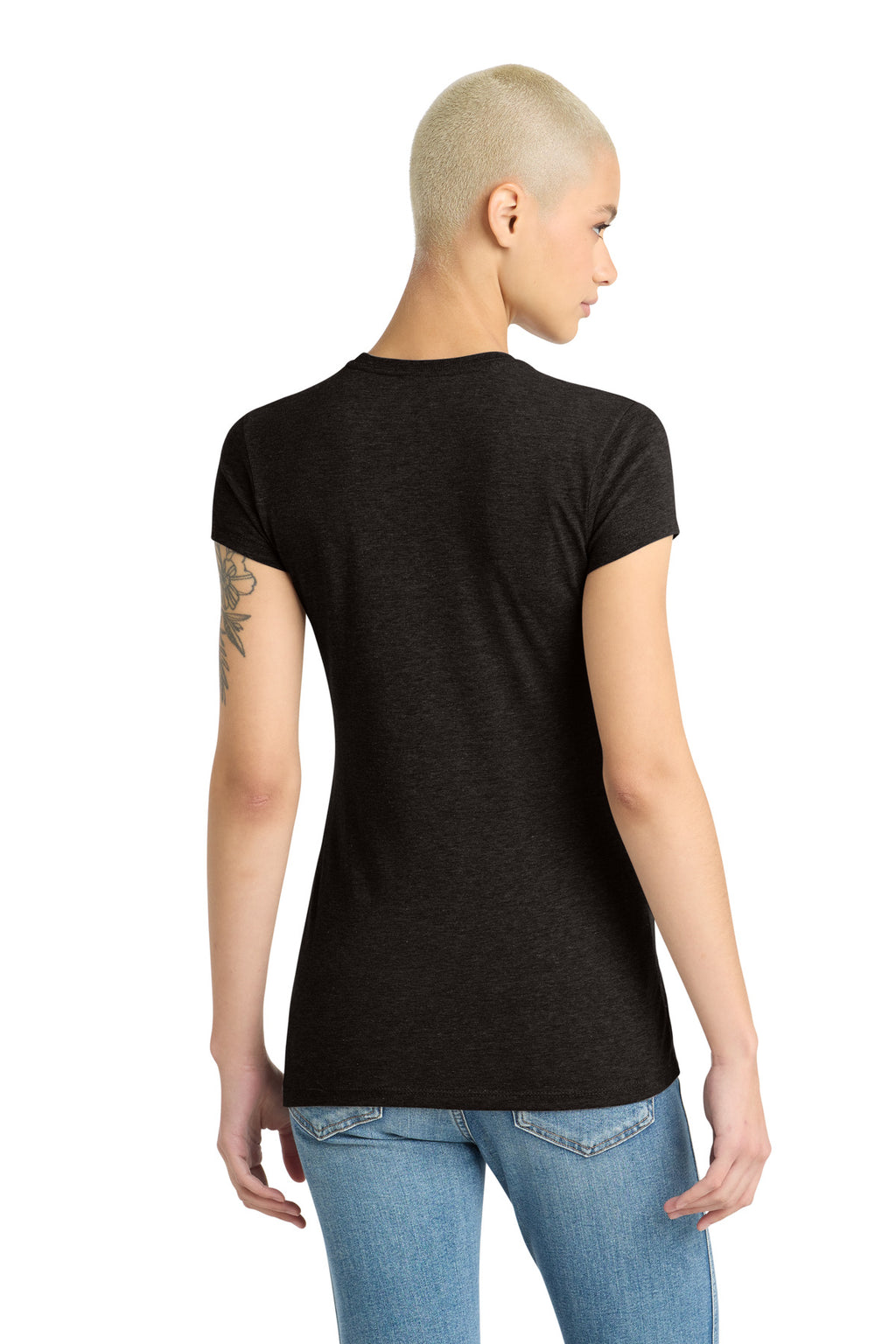 District Women's Fitted Perfect Tri Tee. DT155 - Black Frost - back
