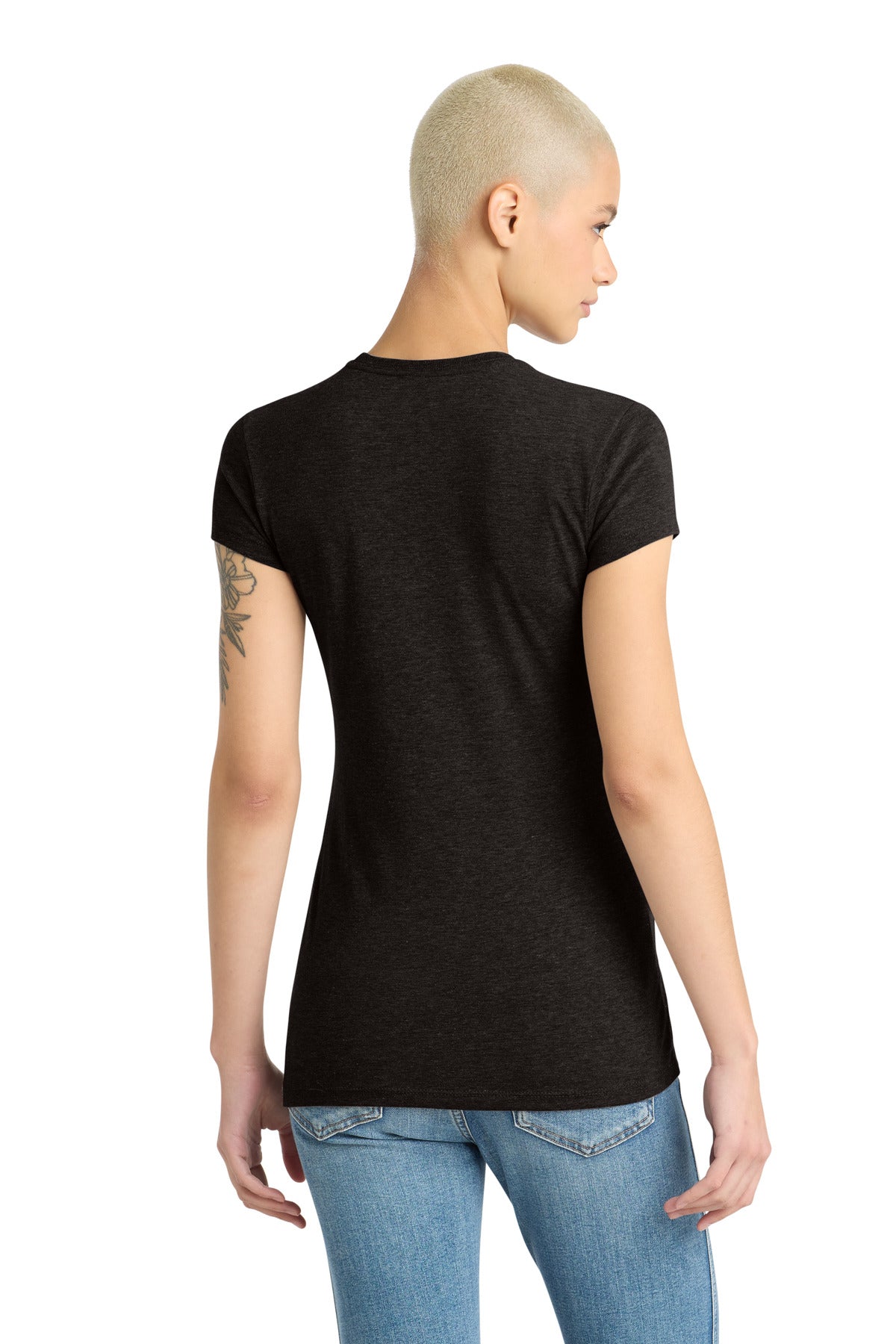 District Women's Fitted Perfect Tri Tee. DT155 - Black Frost - back