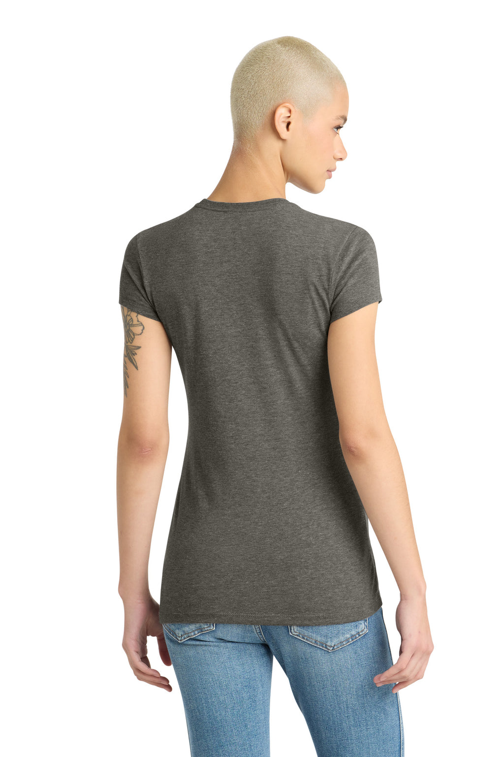 District Women's Fitted Perfect Tri Tee. DT155 - Grey Frost - back