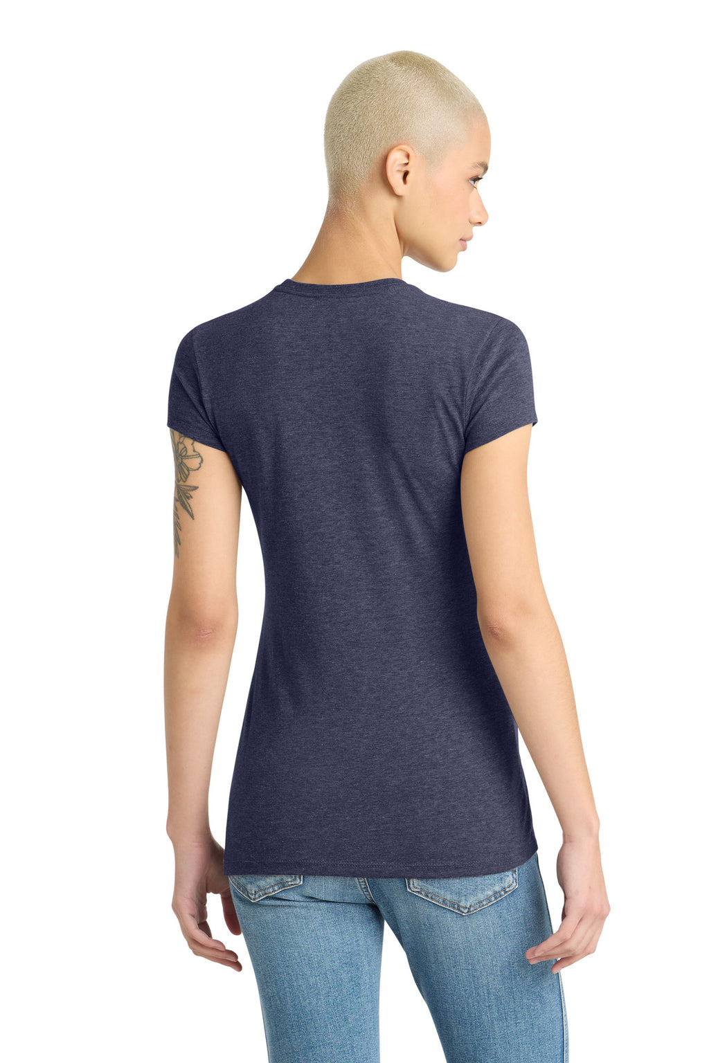 District Women's Fitted Perfect Tri Tee. DT155 - Navy Frost - back