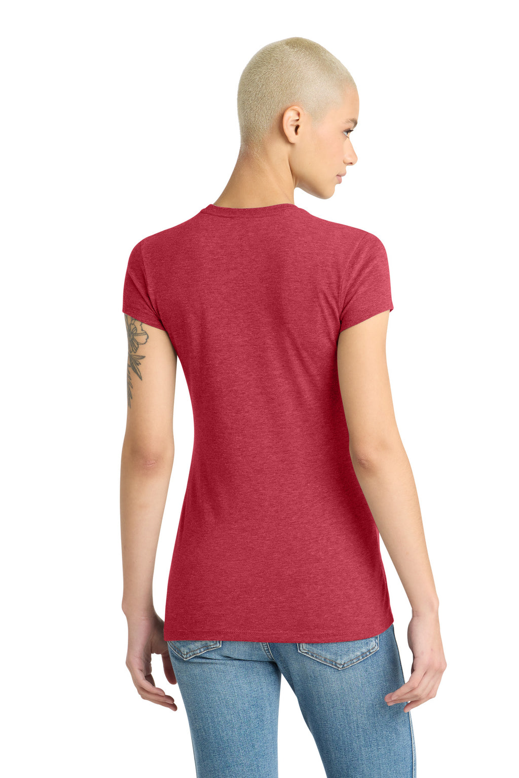 District Women's Fitted Perfect Tri Tee. DT155 - Red Frost - back