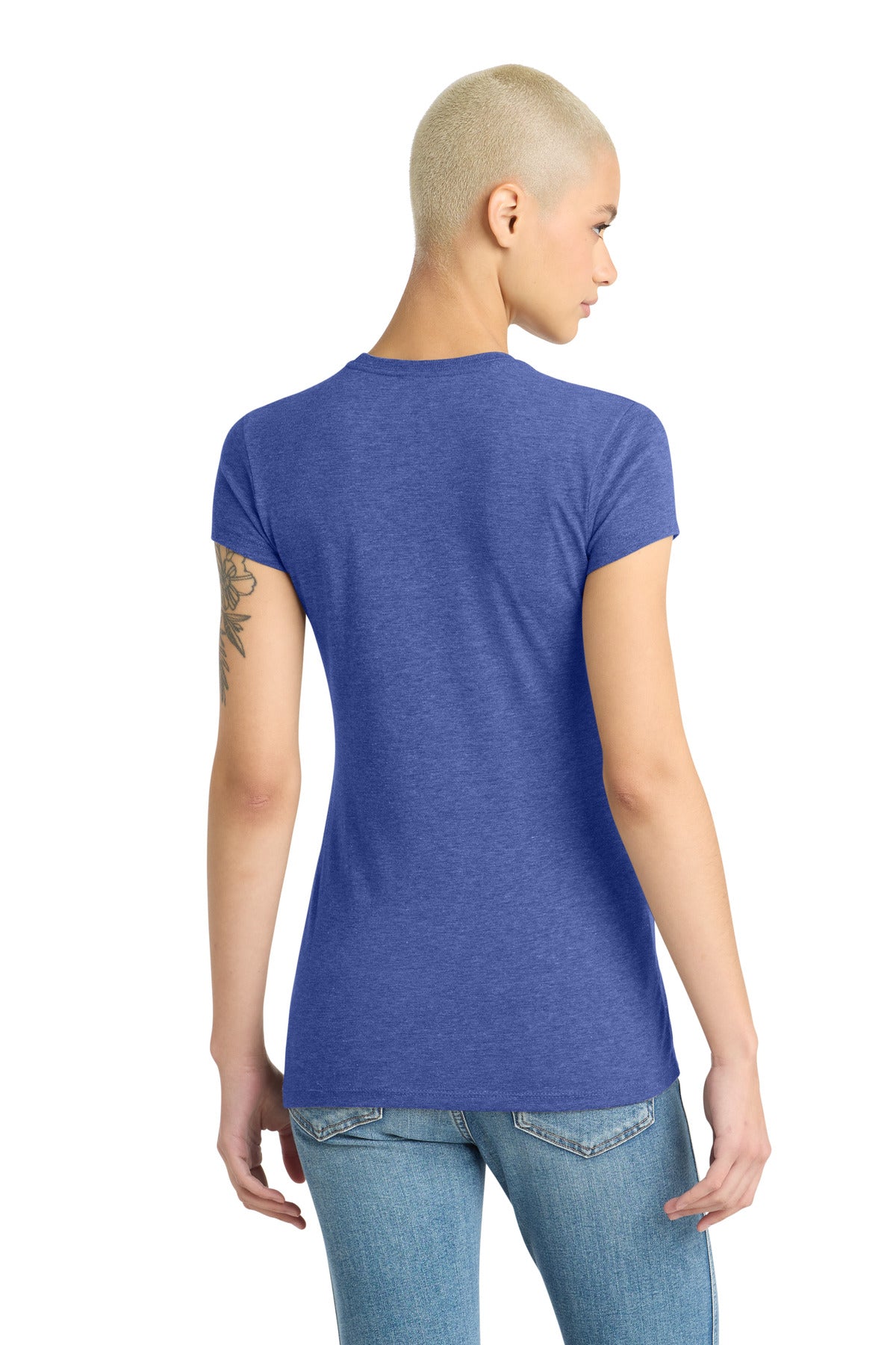 District Women's Fitted Perfect Tri Tee. DT155 - Royal Frost - back