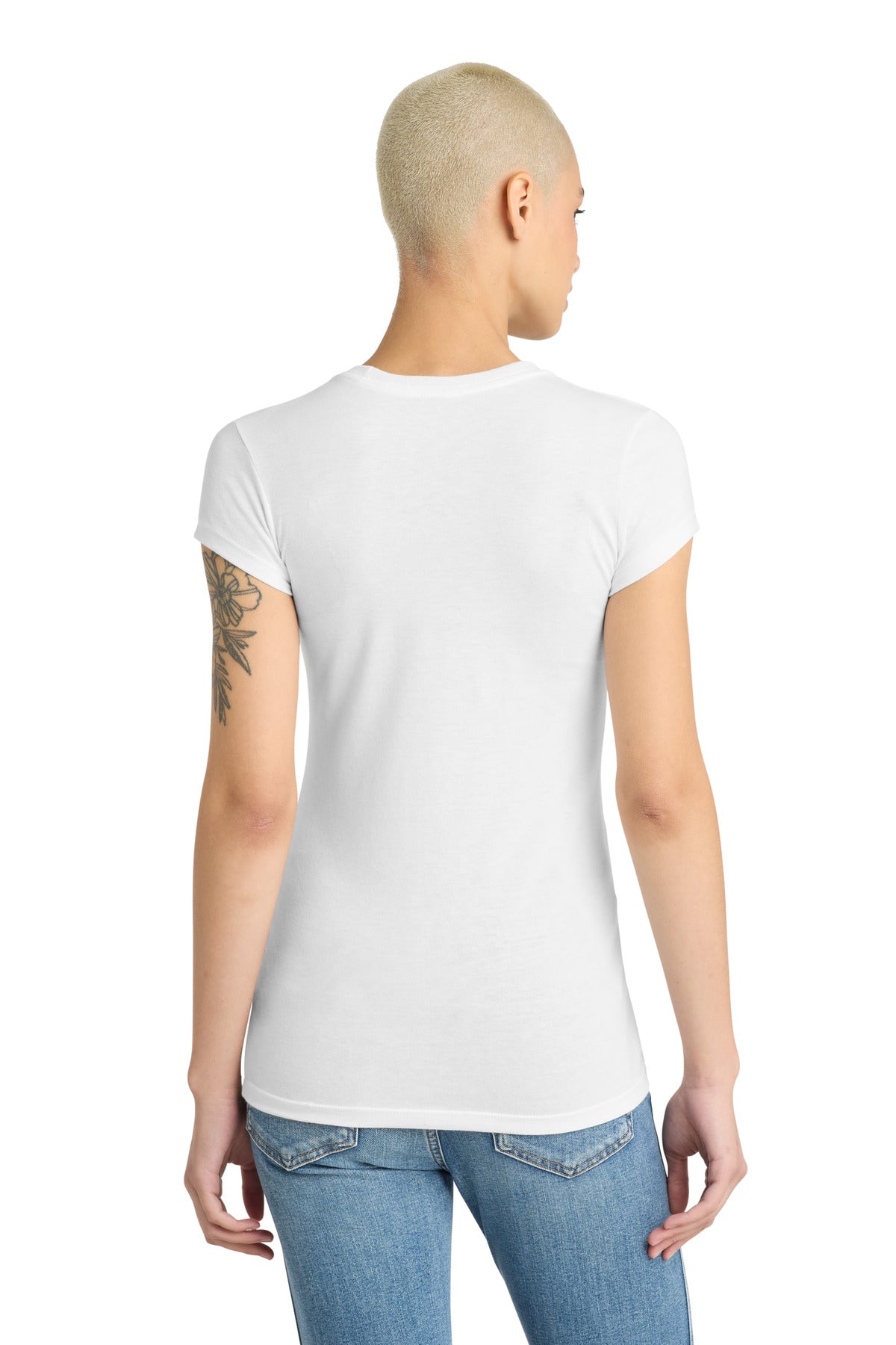 District Women's Fitted Perfect Tri Tee. DT155 - White - back