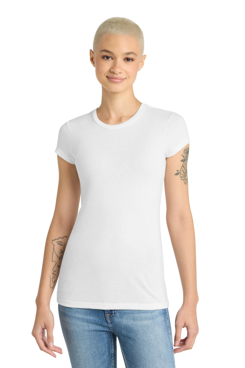 District Women's Fitted Perfect Tri Tee. DT155 - White - front
