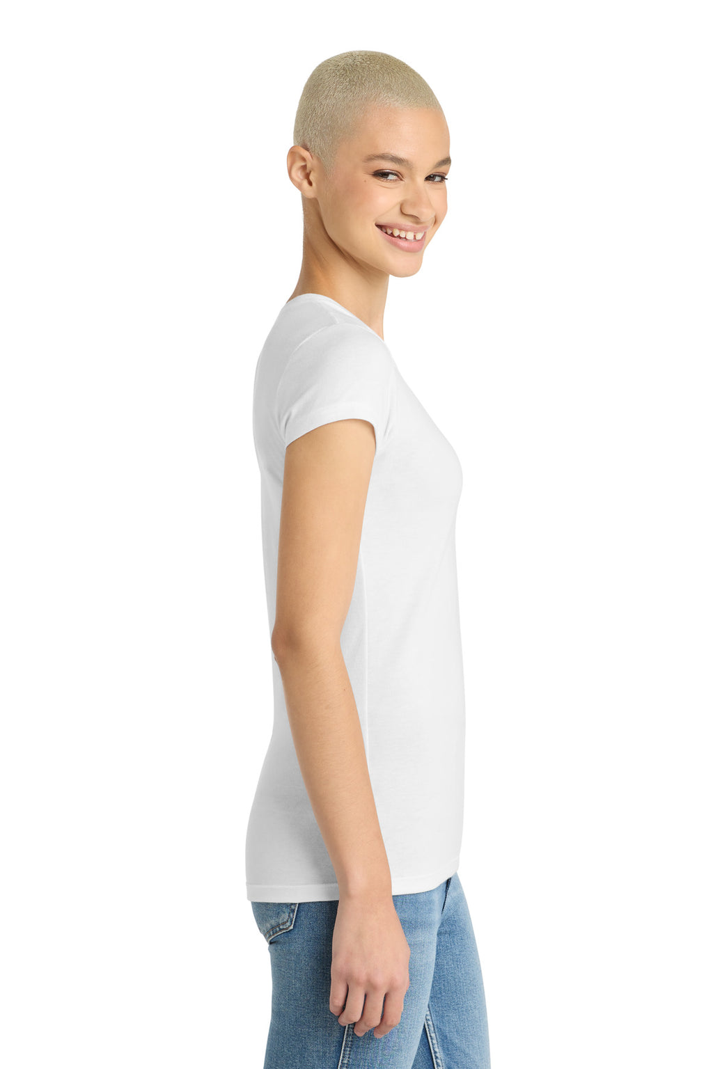 District Women's Fitted Perfect Tri Tee. DT155 - White - side