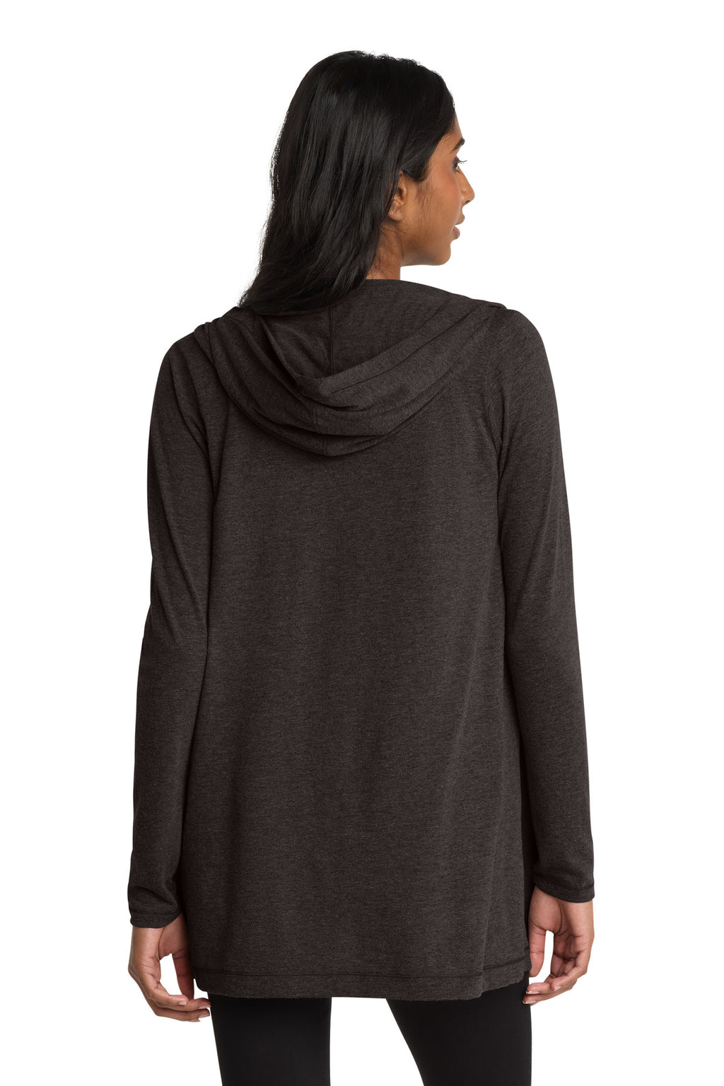 District Women's Perfect Tri Hooded Cardigan. DT156 - Black Frost - back