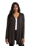 District Women's Perfect Tri Hooded Cardigan. DT156 - Black Frost - front