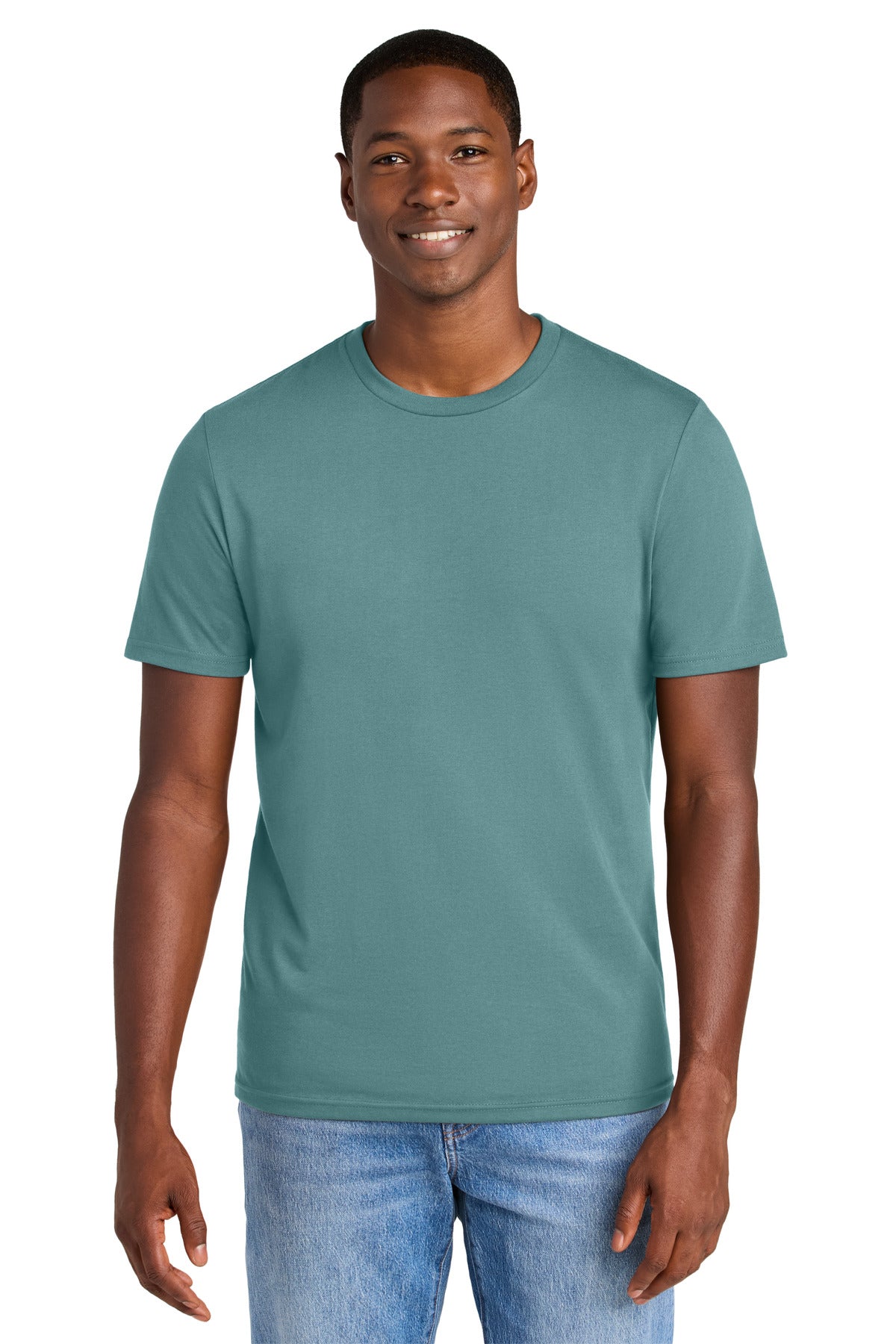 District Perfect Weight CVC Tee DT184 - Bluestone - front