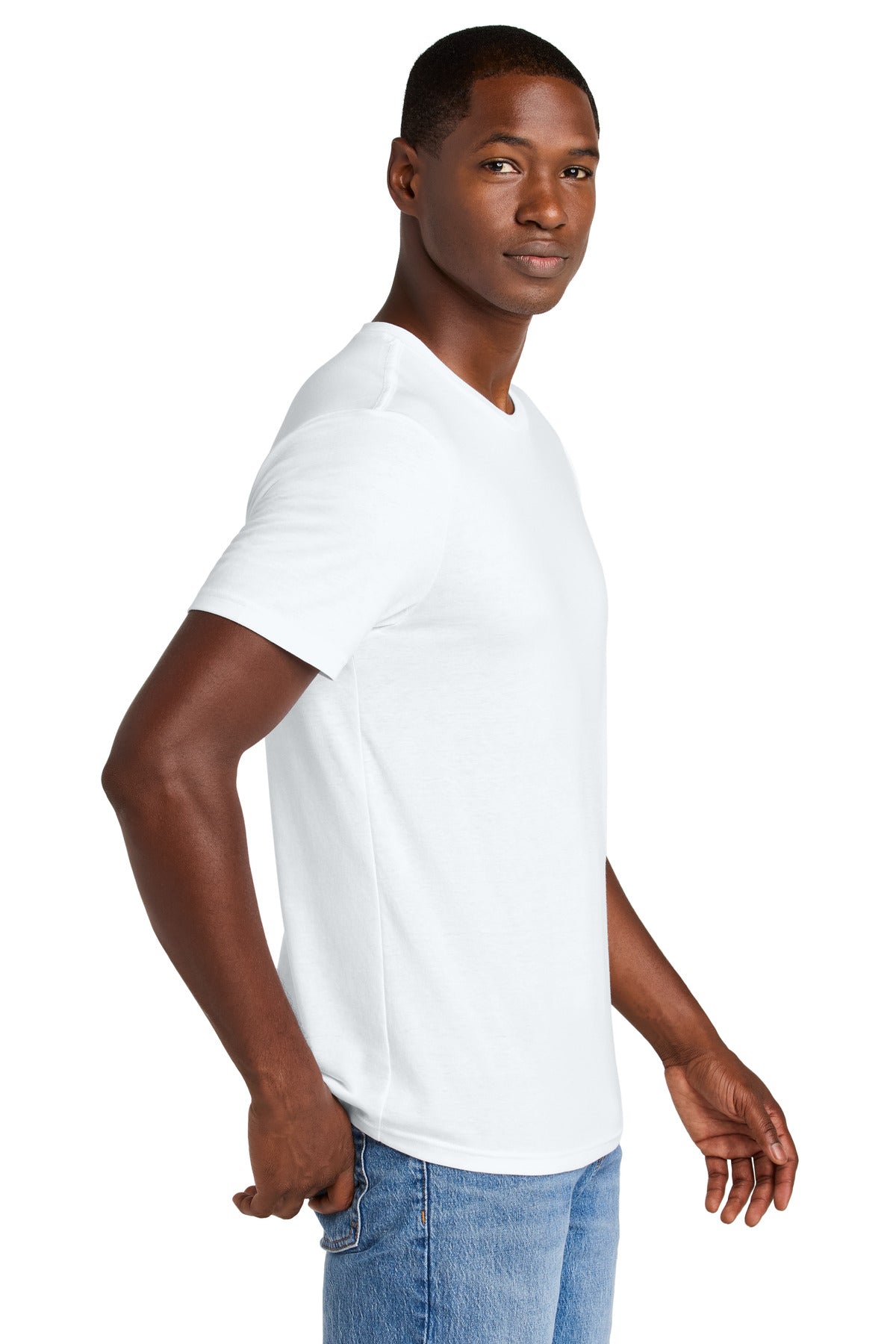 District Perfect Weight CVC Tee DT184 - Bright White - side
