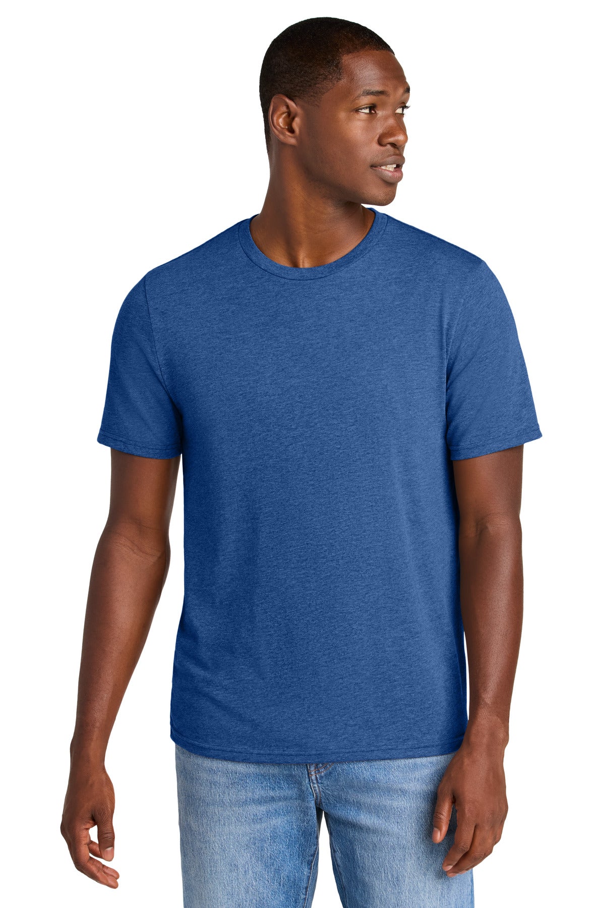 District Perfect Weight CVC Tee DT184 - Heathered Deep Royal - front