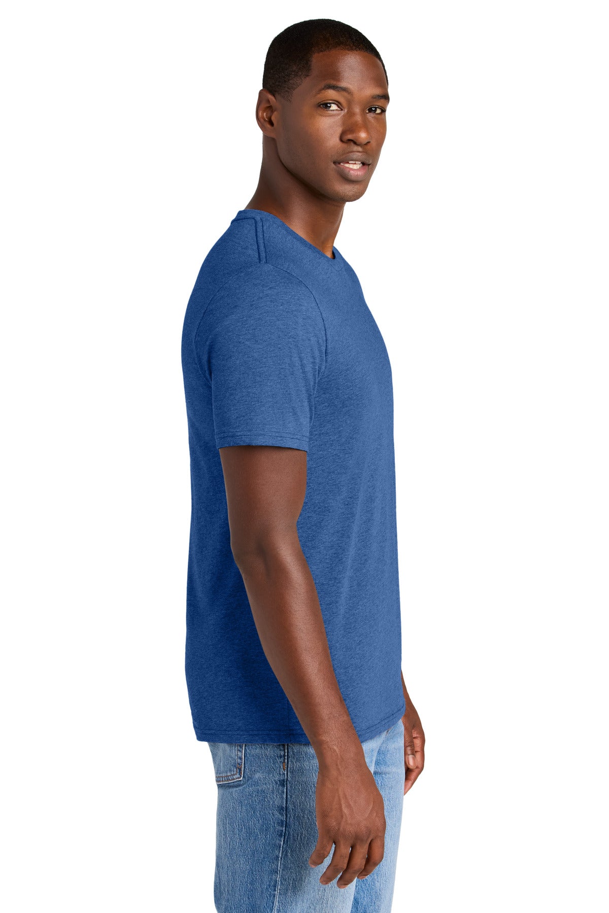 District Perfect Weight CVC Tee DT184 - Heathered Deep Royal - side
