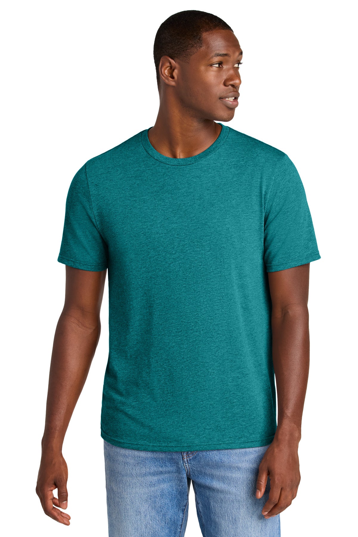 District Perfect Weight CVC Tee DT184 - Heathered Teal - front