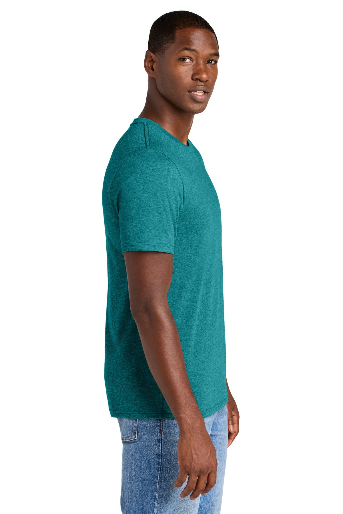 District Perfect Weight CVC Tee DT184 - Heathered Teal - side