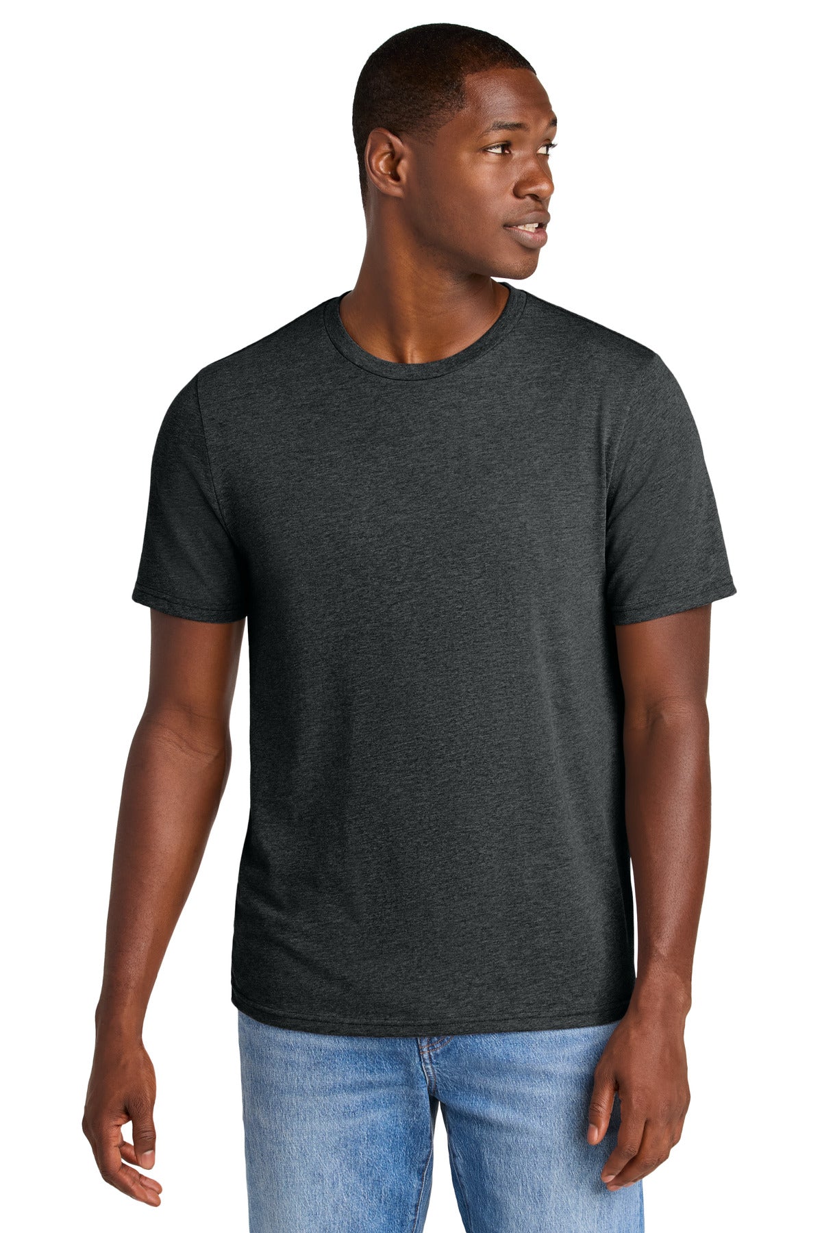 District Perfect Weight CVC Tee DT184 - Jet Black Heather - front