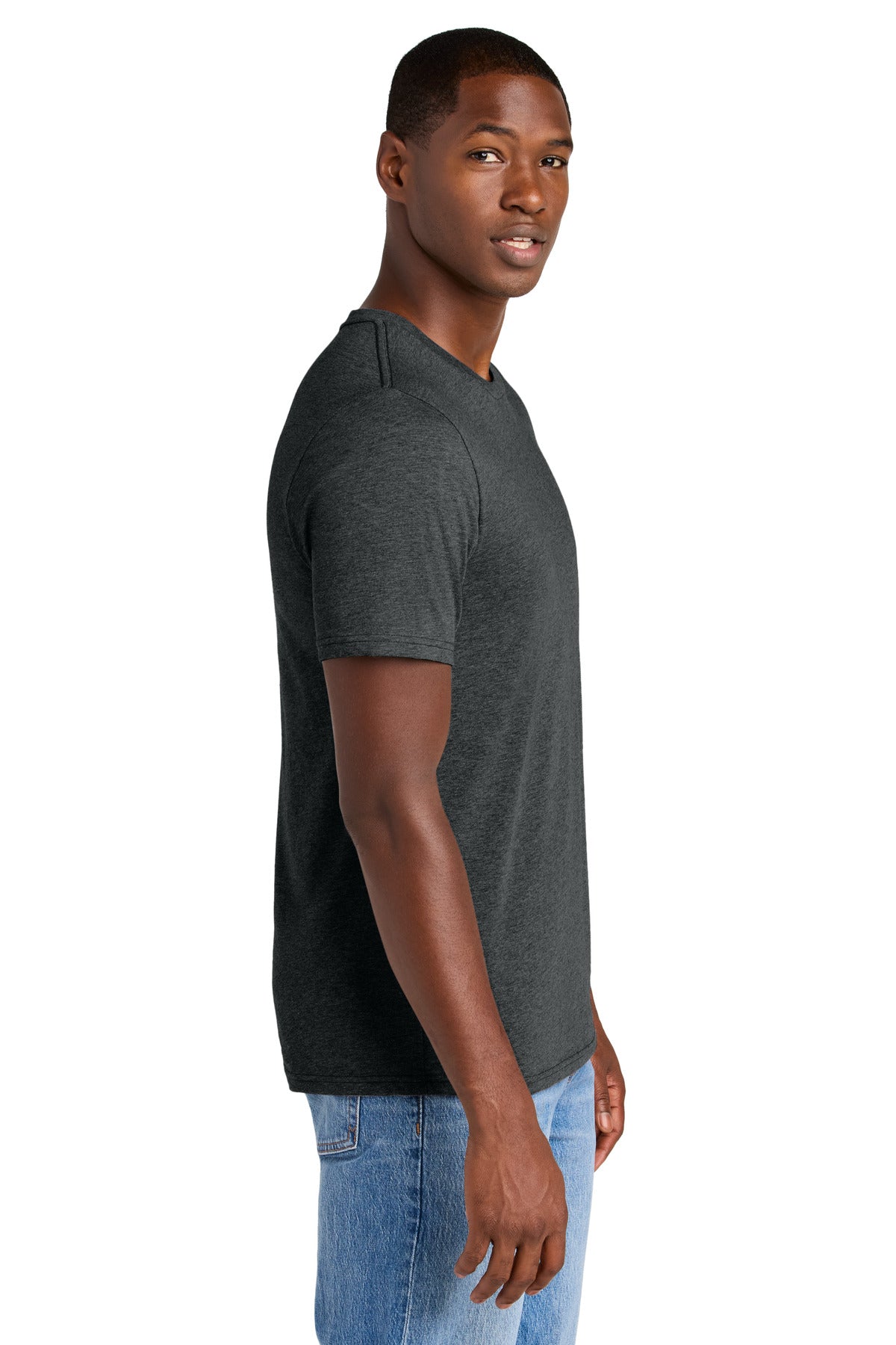 District Perfect Weight CVC Tee DT184 - Jet Black Heather - side