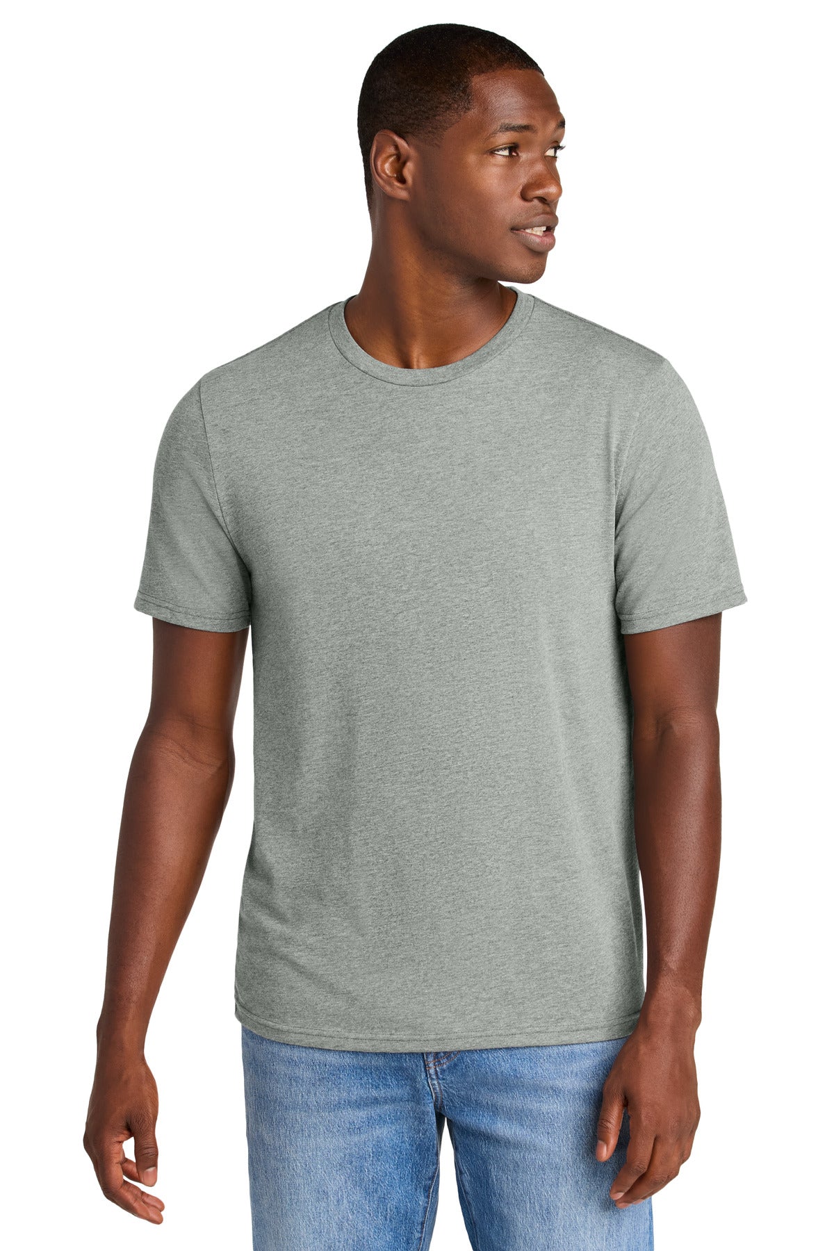 District Perfect Weight CVC Tee DT184 - Light Heather Grey - front