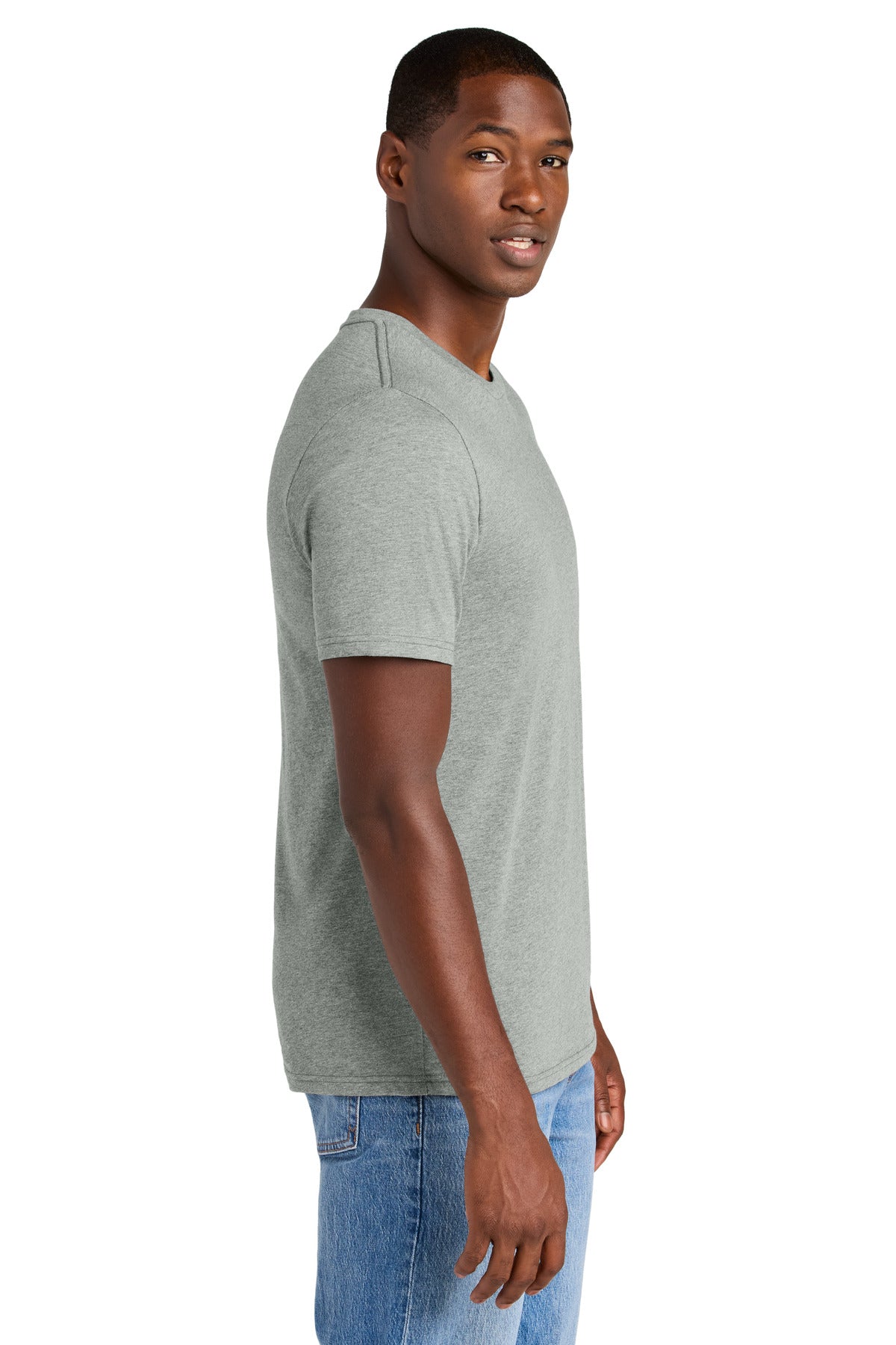 District Perfect Weight CVC Tee DT184 - Light Heather Grey - side