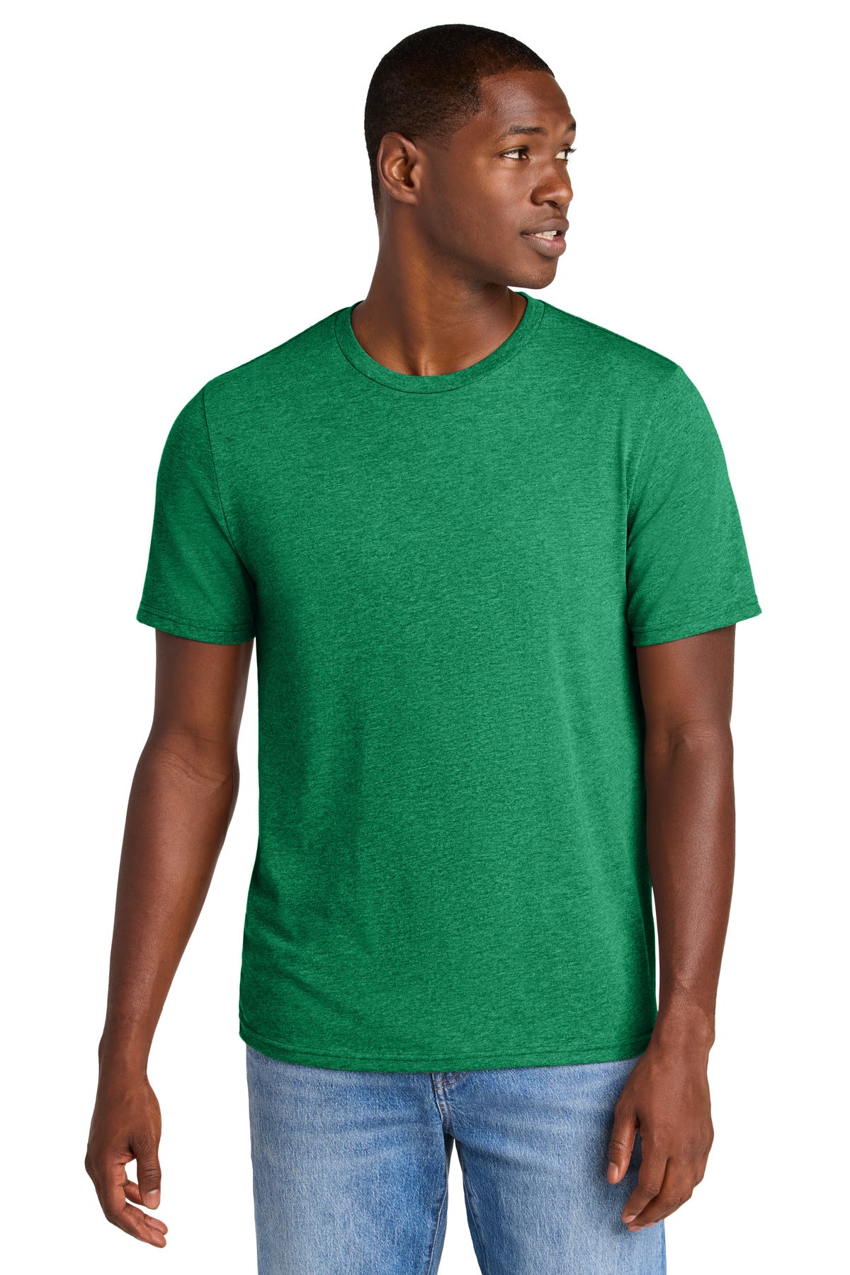 District Perfect Weight CVC Tee DT184 - Meadow Green Heather - front
