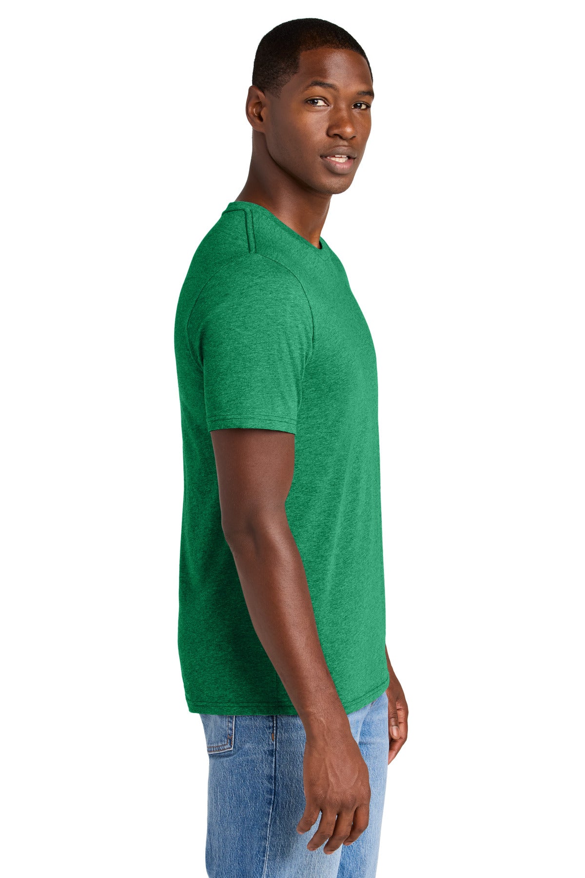 District Perfect Weight CVC Tee DT184 - Meadow Green Heather - side