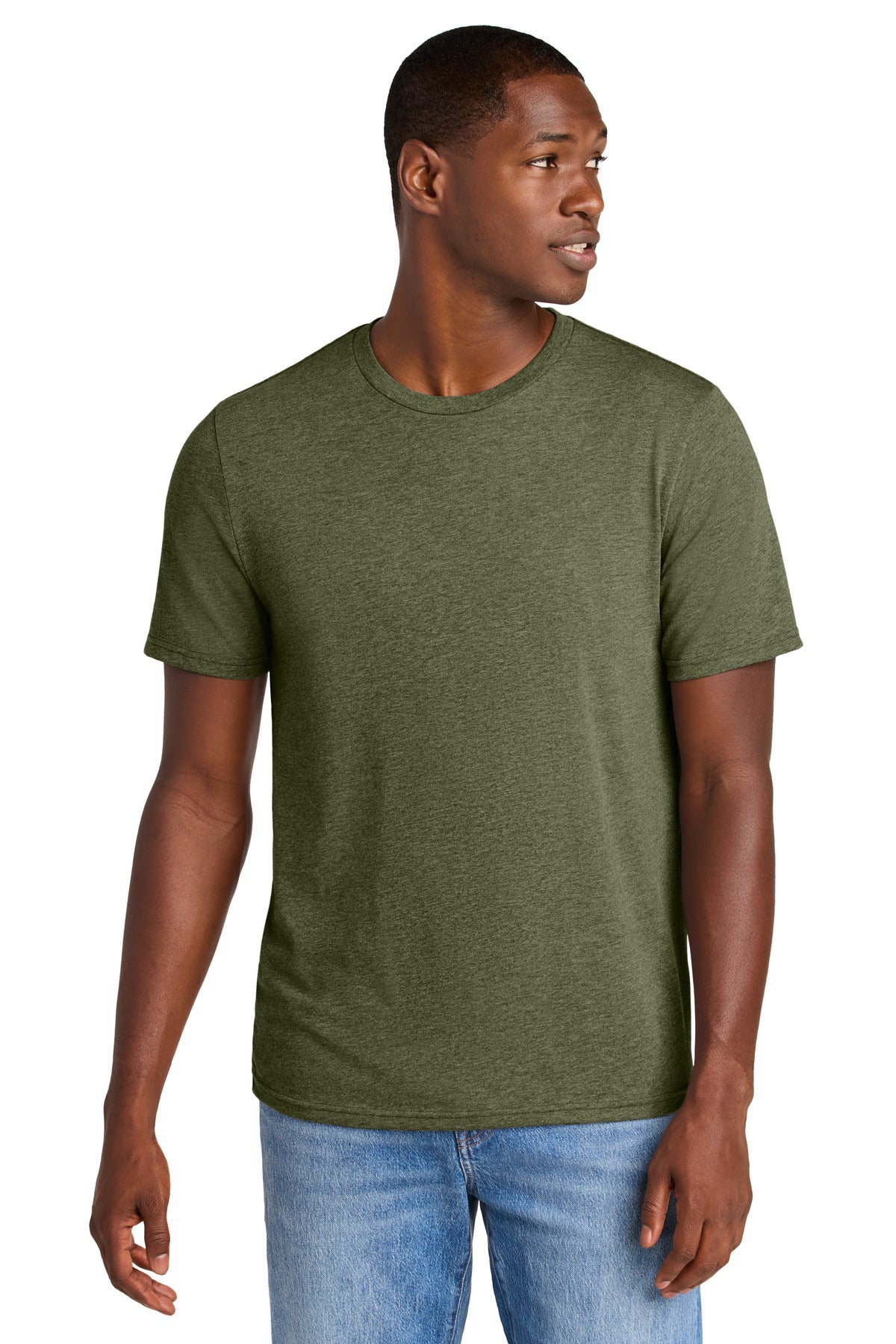 District Perfect Weight CVC Tee DT184 - Military Green Heather - front