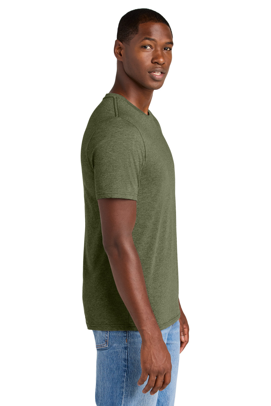 District Perfect Weight CVC Tee DT184 - Military Green Heather - side
