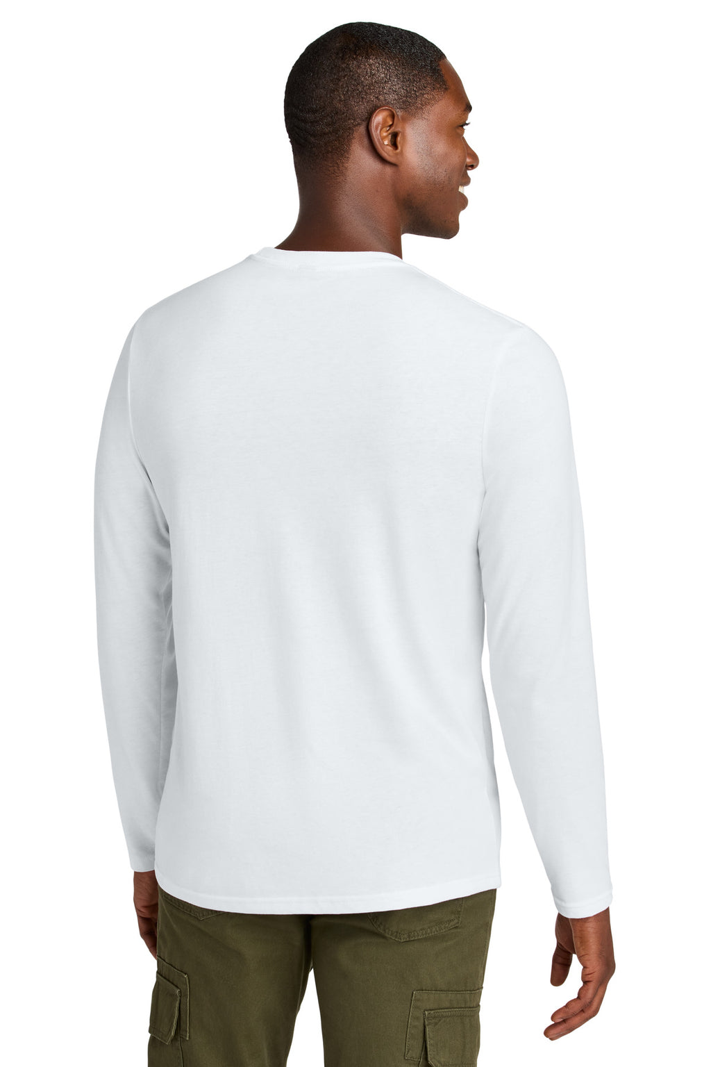 District Perfect Weight CVC Long Sleeve Tee DT185 - Bright White - back
