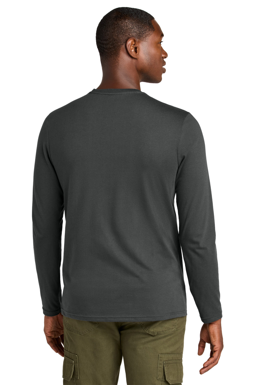 District Perfect Weight CVC Long Sleeve Tee DT185 - Charcoal - back
