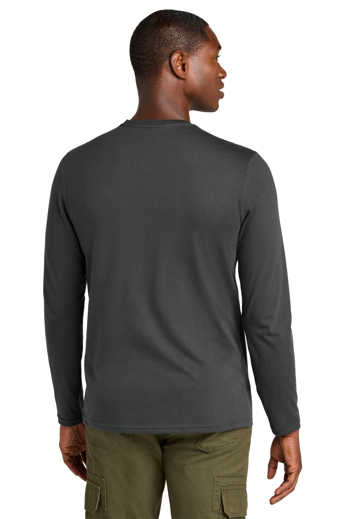 District Perfect Weight CVC Long Sleeve Tee DT185 - Charcoal - back