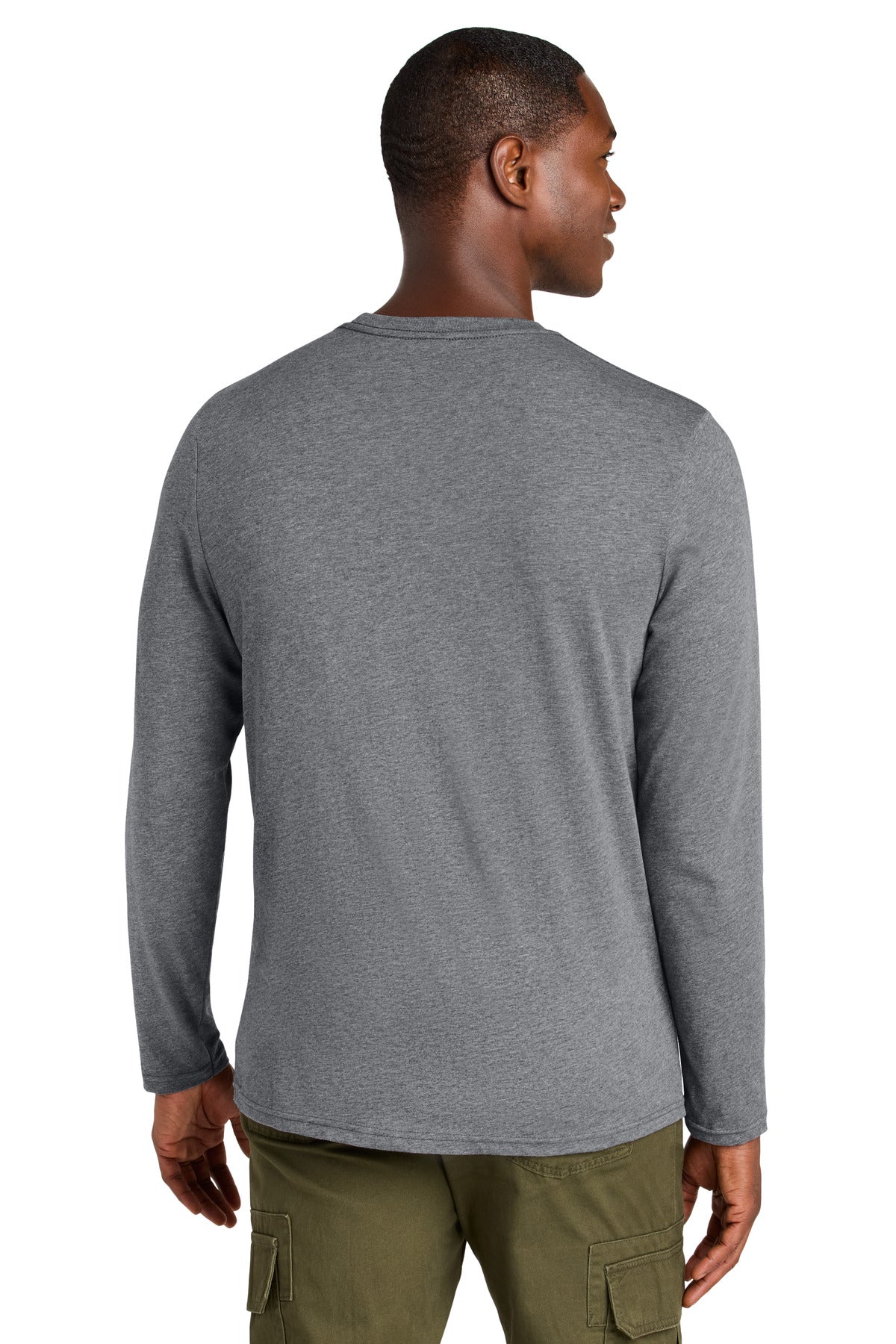 District Perfect Weight CVC Long Sleeve Tee DT185 - Graphite Heather - back