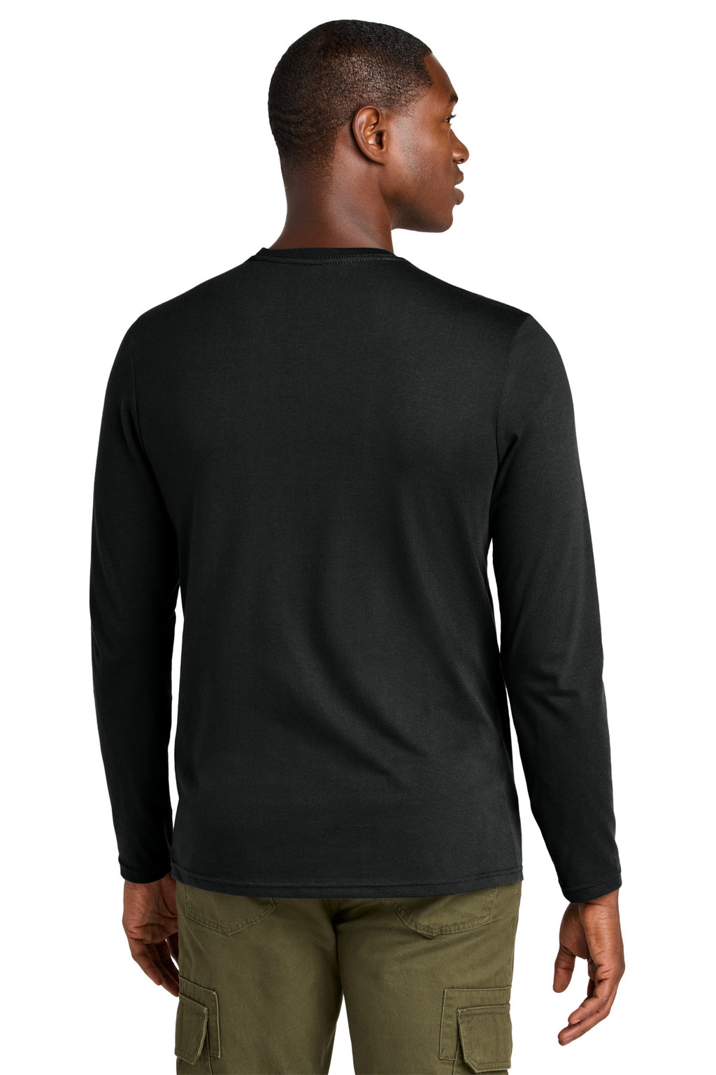 District Perfect Weight CVC Long Sleeve Tee DT185 - Jet Black - back