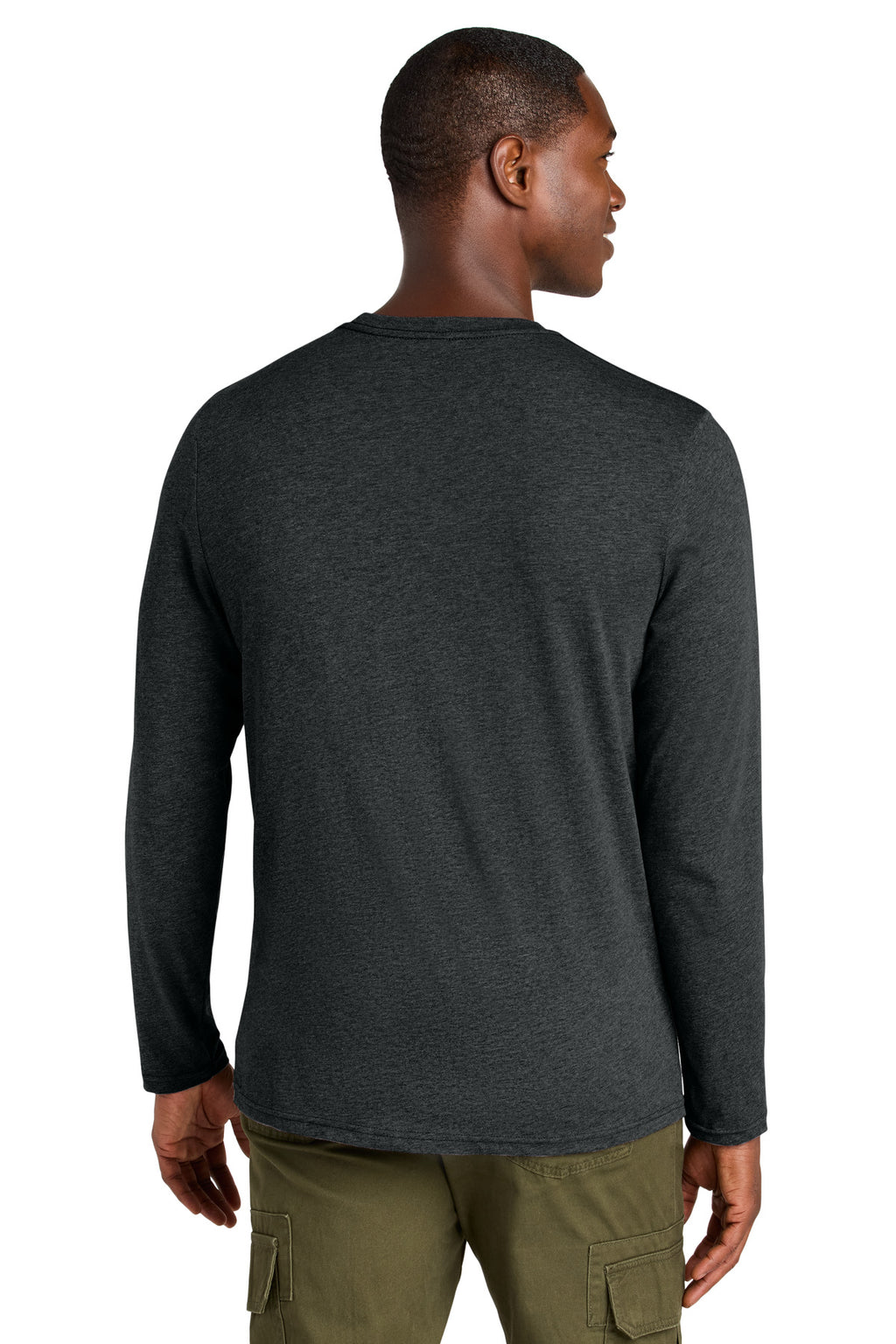 District Perfect Weight CVC Long Sleeve Tee DT185 - Jet Black Heather - back