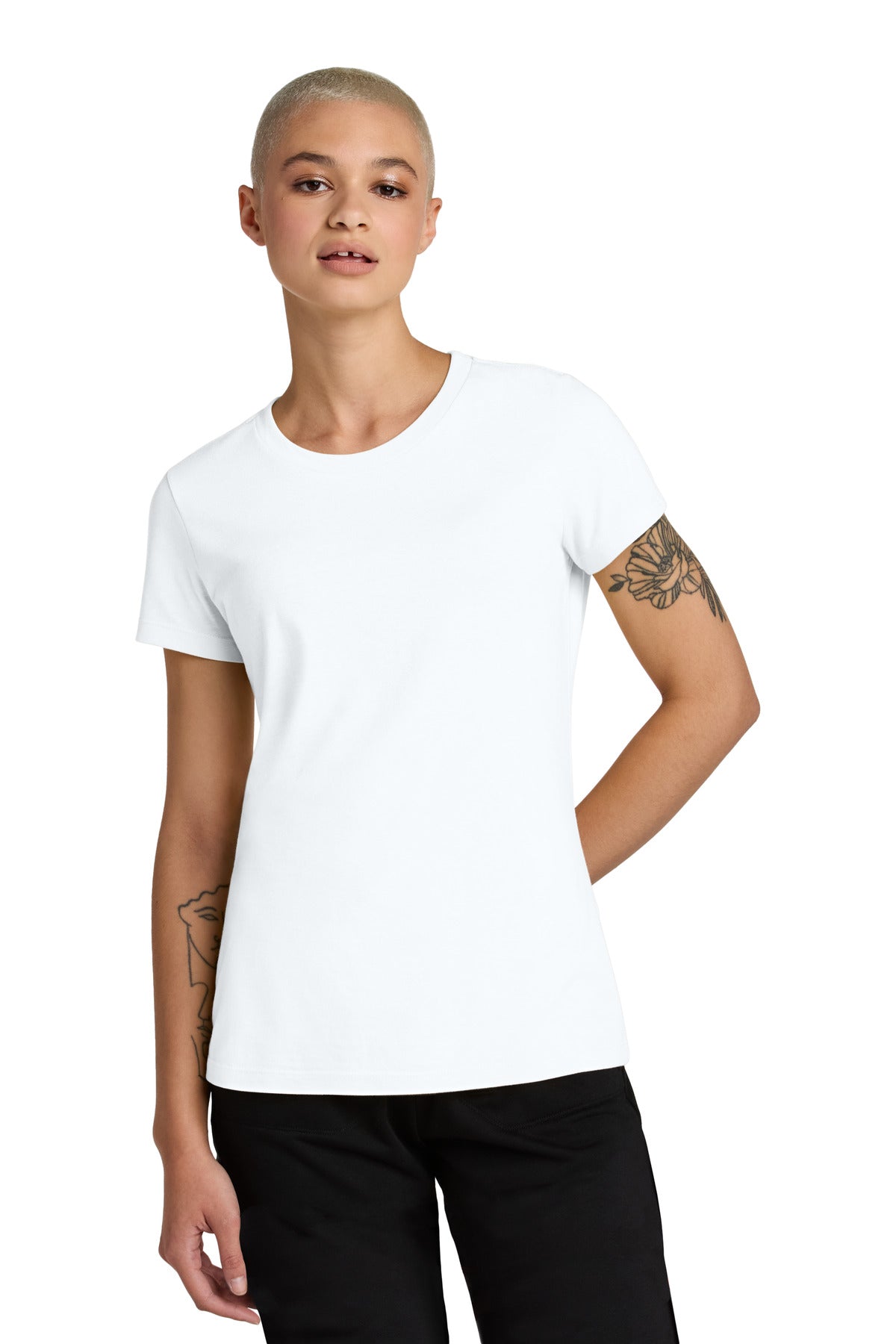 District Women's Perfect Weight CVC Tee DT188 - Bright White - front