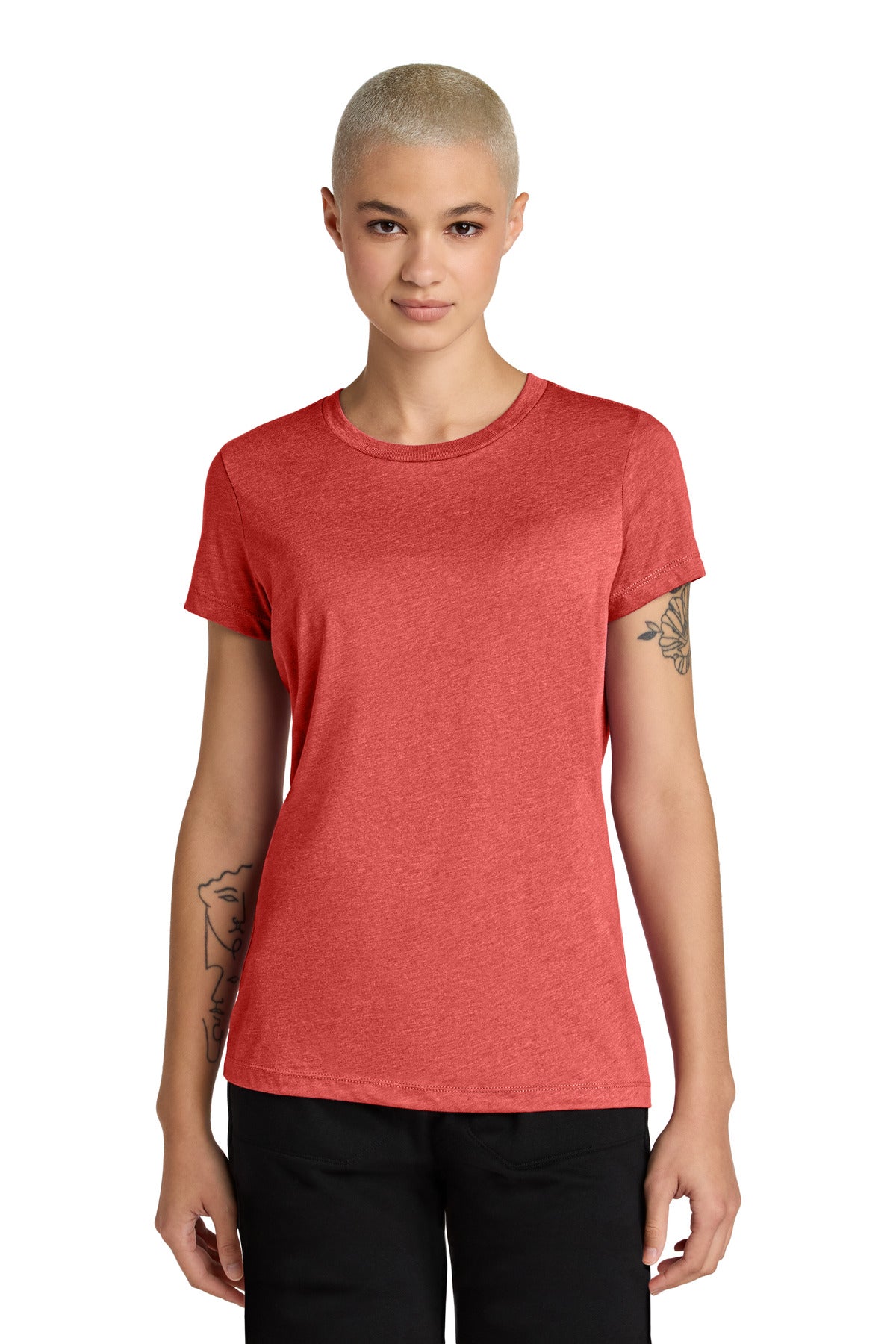 District Women's Perfect Weight CVC Tee DT188 - Geranium Heather - front