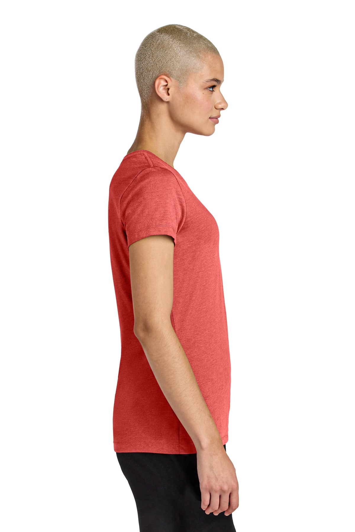 District Women's Perfect Weight CVC Tee DT188 - Geranium Heather - side