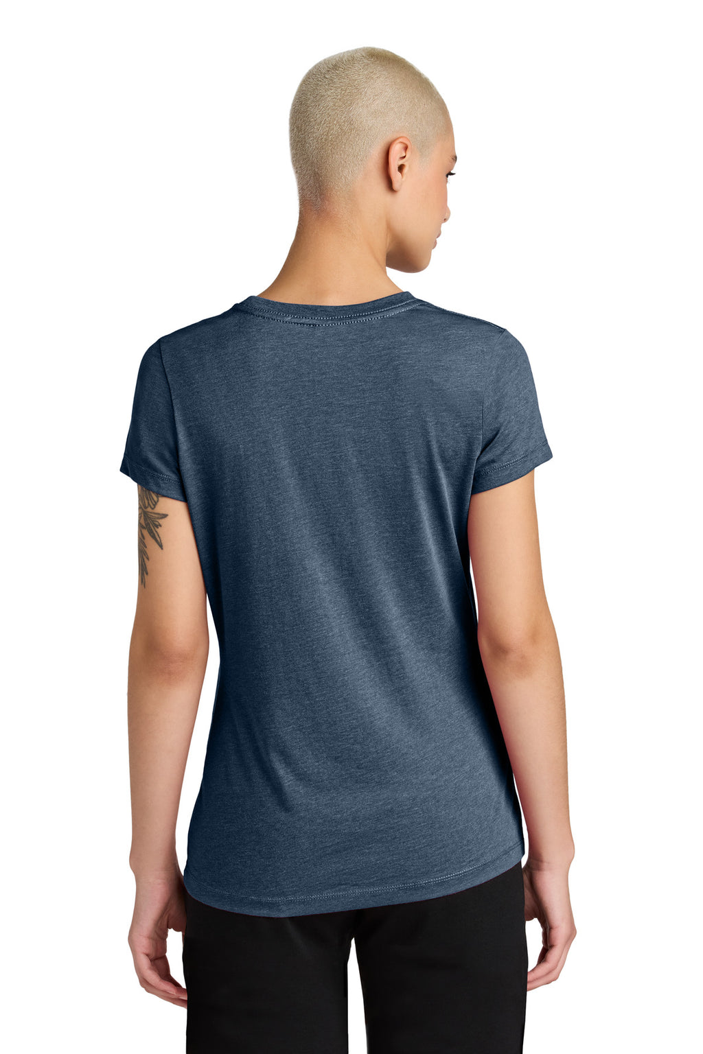 District Women's Perfect Weight CVC Tee DT188 - Heathered Navy - back