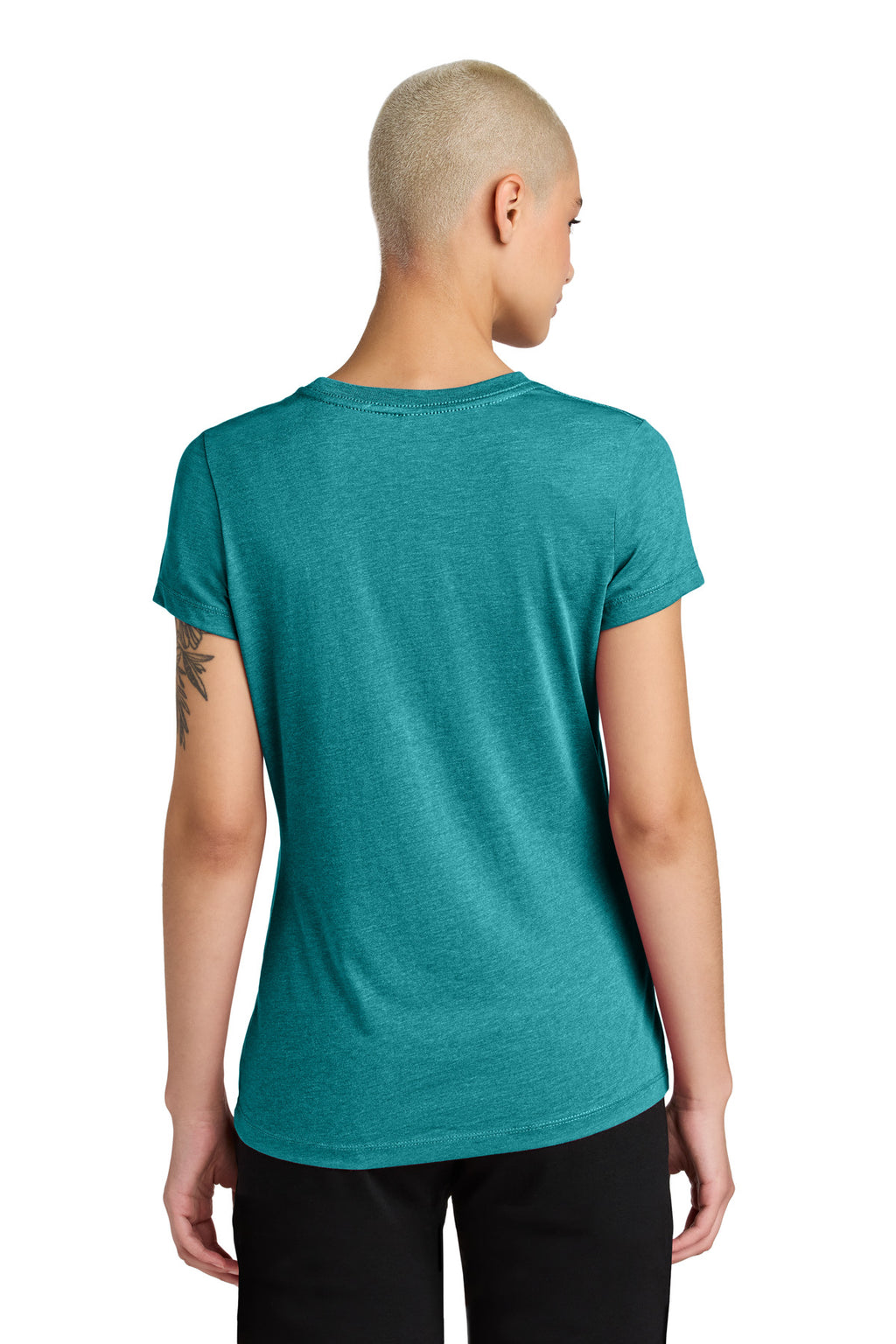 District Women's Perfect Weight CVC Tee DT188 - Heathered Teal - back