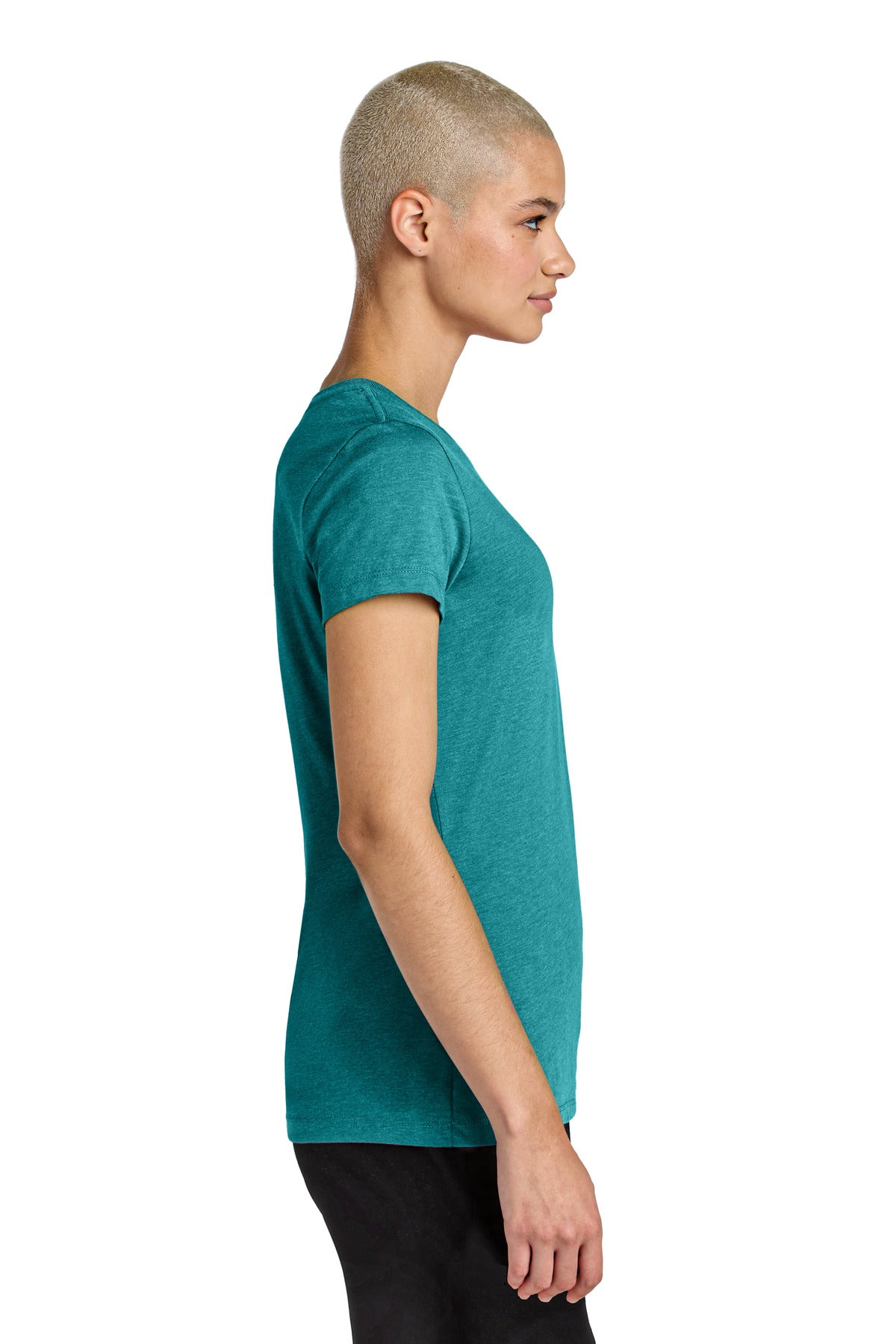 District Women's Perfect Weight CVC Tee DT188 - Heathered Teal - side