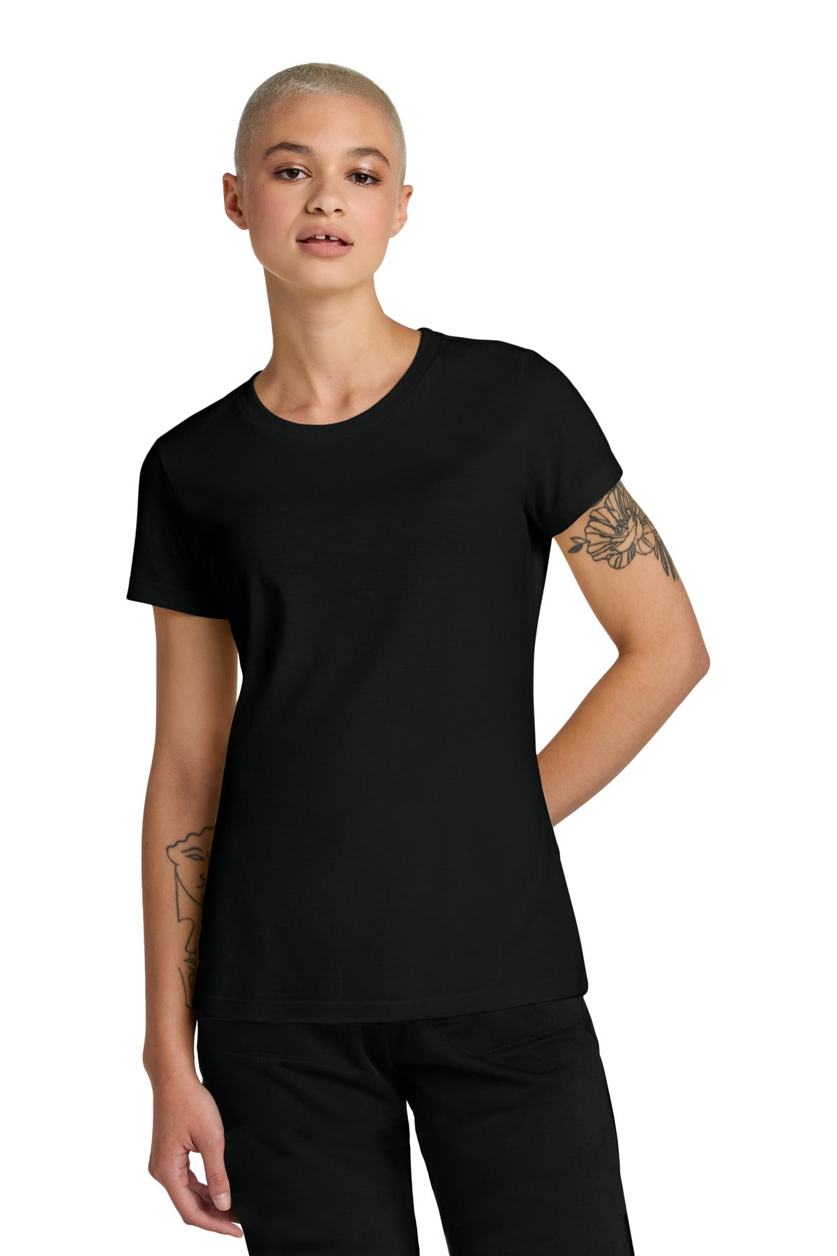 District Women's Perfect Weight CVC Tee DT188 - Jet Black - front