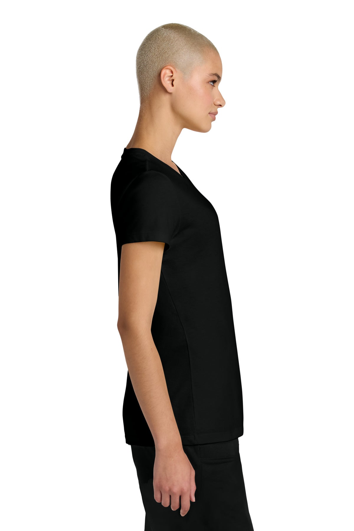 District Women's Perfect Weight CVC Tee DT188 - Jet Black - side