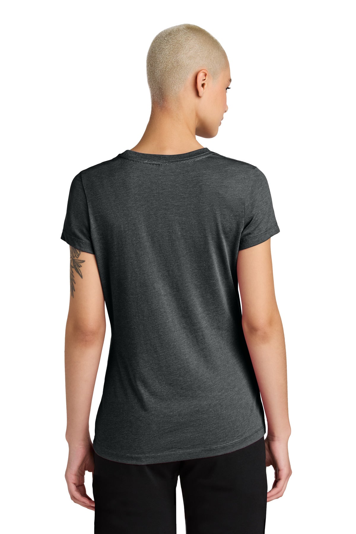 District Women's Perfect Weight CVC Tee DT188 - Jet Black Heather - back