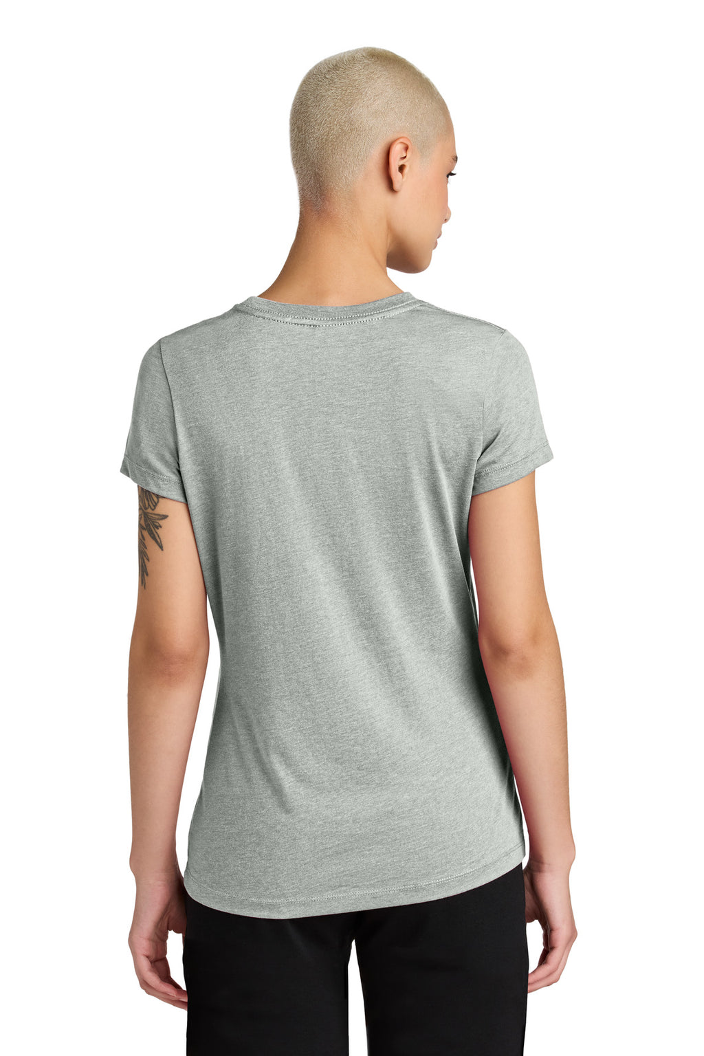District Women's Perfect Weight CVC Tee DT188 - Light Heather Grey - back