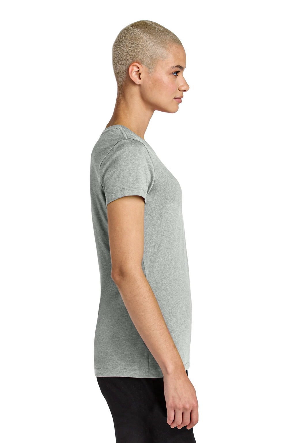 District Women's Perfect Weight CVC Tee DT188 - Light Heather Grey - side